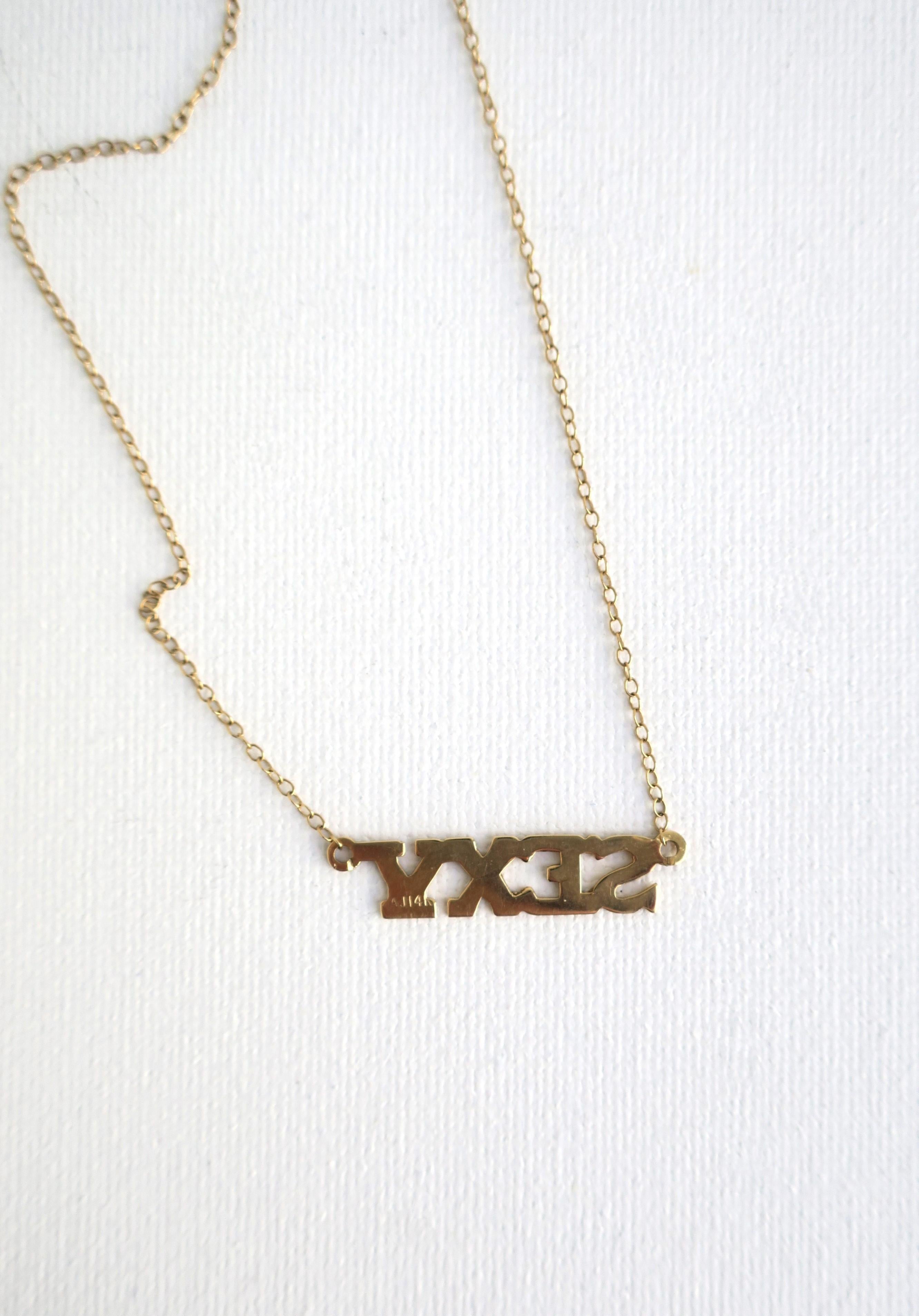 Gold Sexy Nameplate Necklace For Sale 2
