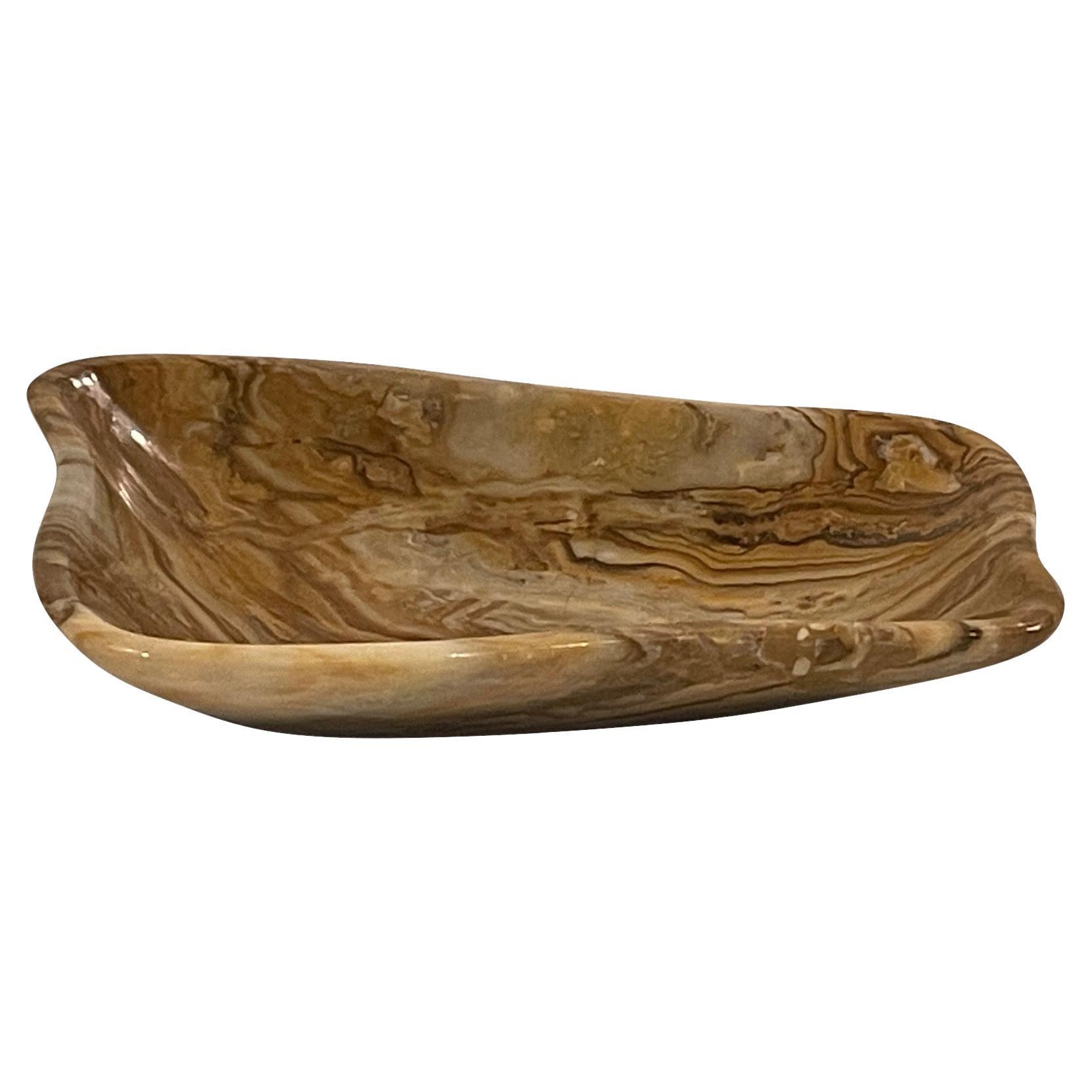 Gold Shades Free Form Shape Onyx Bowl, Morocco, Contemporary For Sale