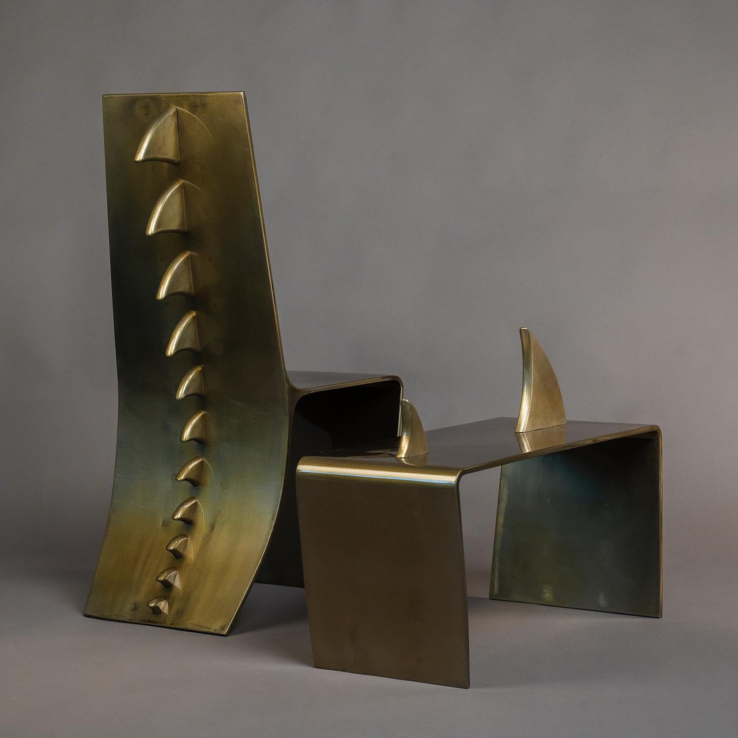 Post-Modern Gold Shark Coffee Table by Giulia Maria Ligresti For Sale