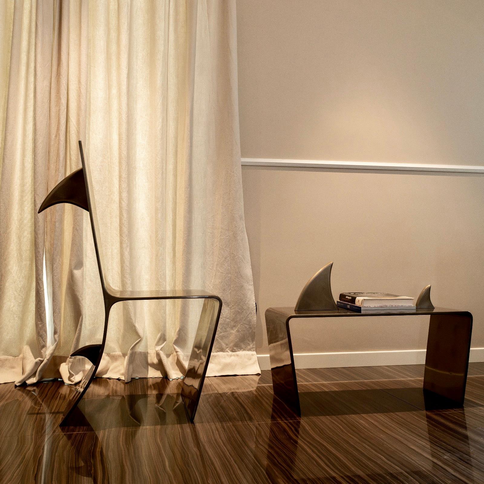 Gold Shark Coffee Table by Giulia Maria Ligresti In New Condition For Sale In Geneve, CH