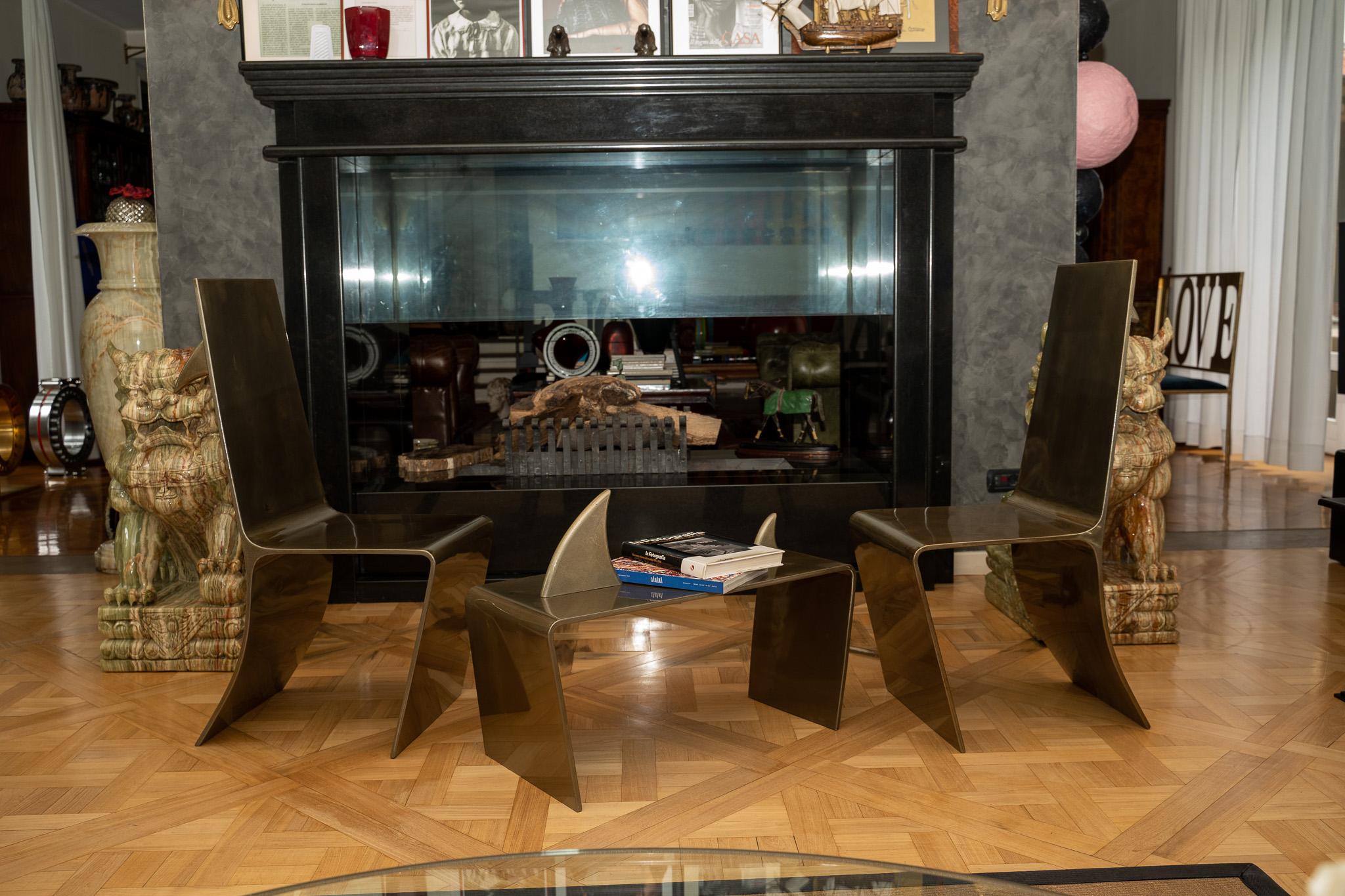 Contemporary Gold Shark Coffee Table by Giulia Maria Ligresti For Sale