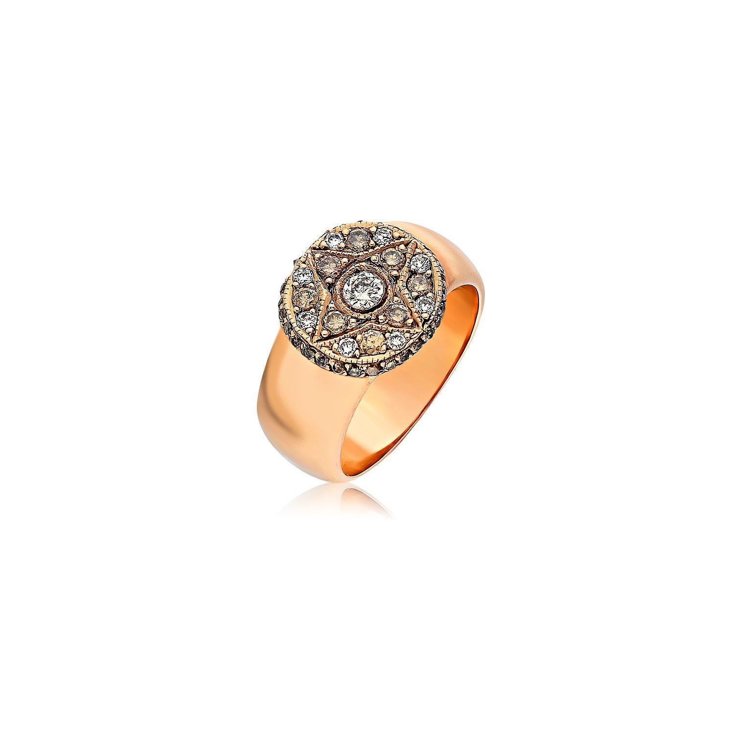 For Sale:  8k Gold Round Ring with Pave Brilliant Cut Diamonds 2