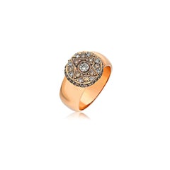 8k Gold Round Ring with Pave Brilliant Cut Diamonds