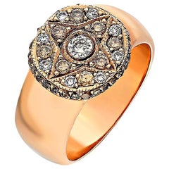 8k Gold Round Ring with Pave Brilliant Cut Diamonds