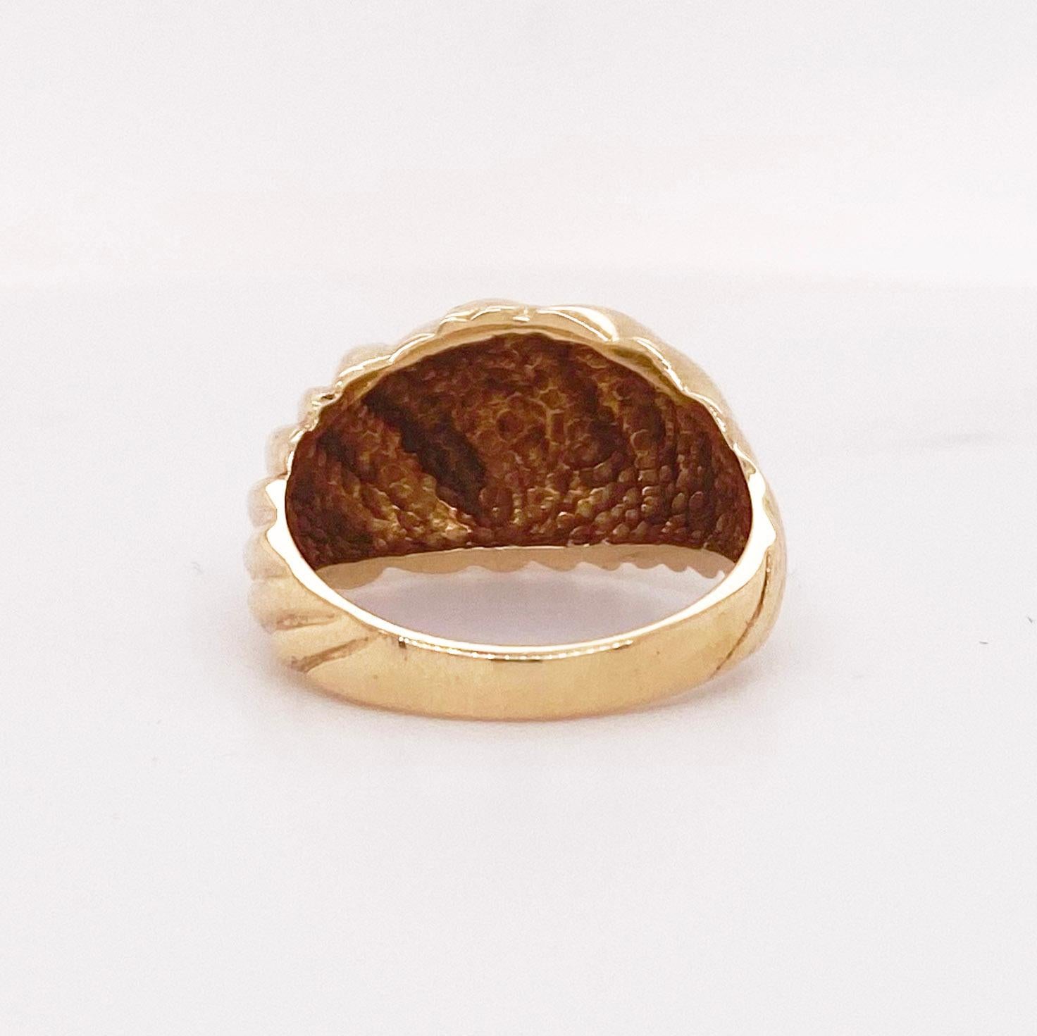 Dome Ring in Gold Shrimp Ring, 14K Yellow Gold Fashion Wide Band Ring 4