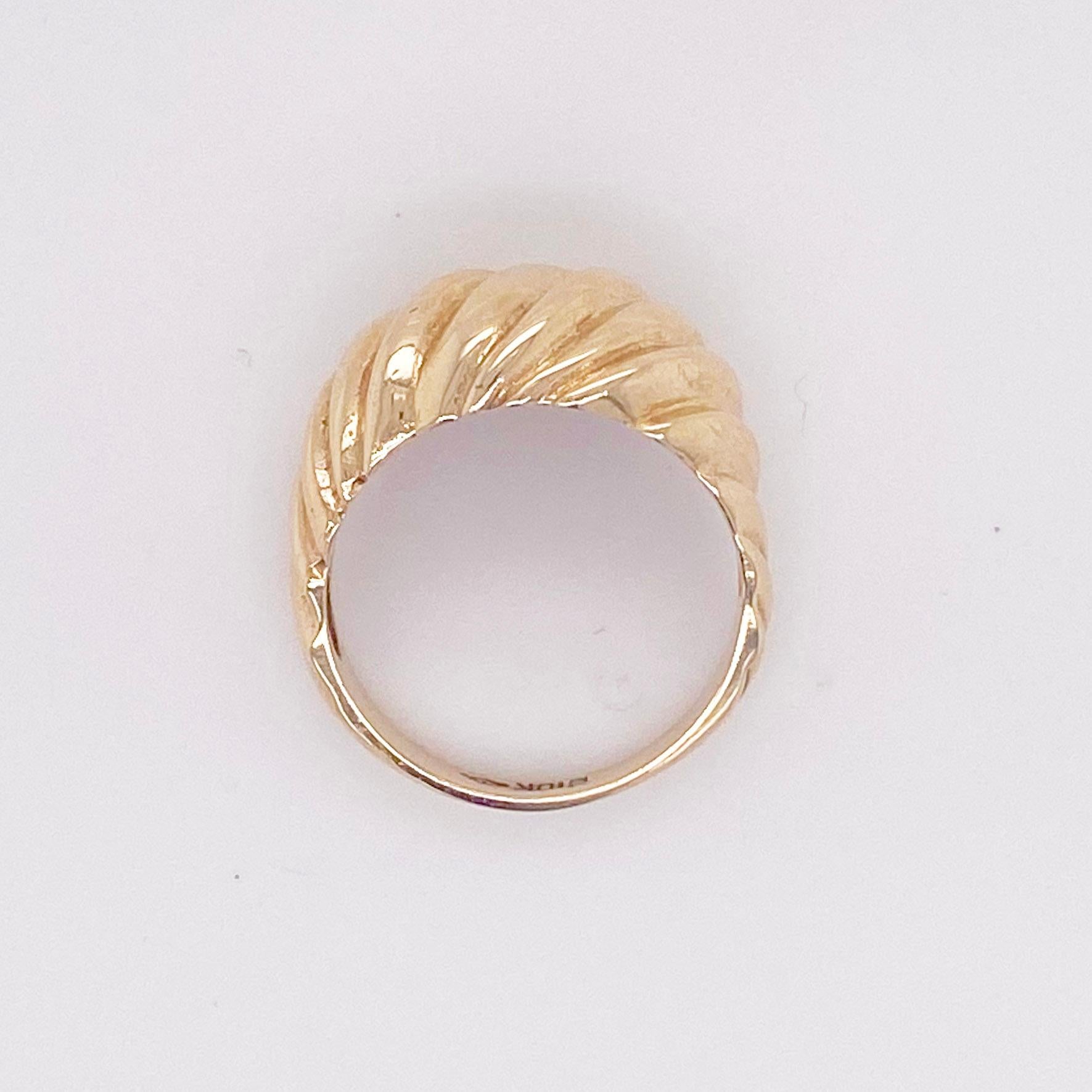 Dome Ring in Gold Shrimp Ring, 14K Yellow Gold Fashion Wide Band Ring 5