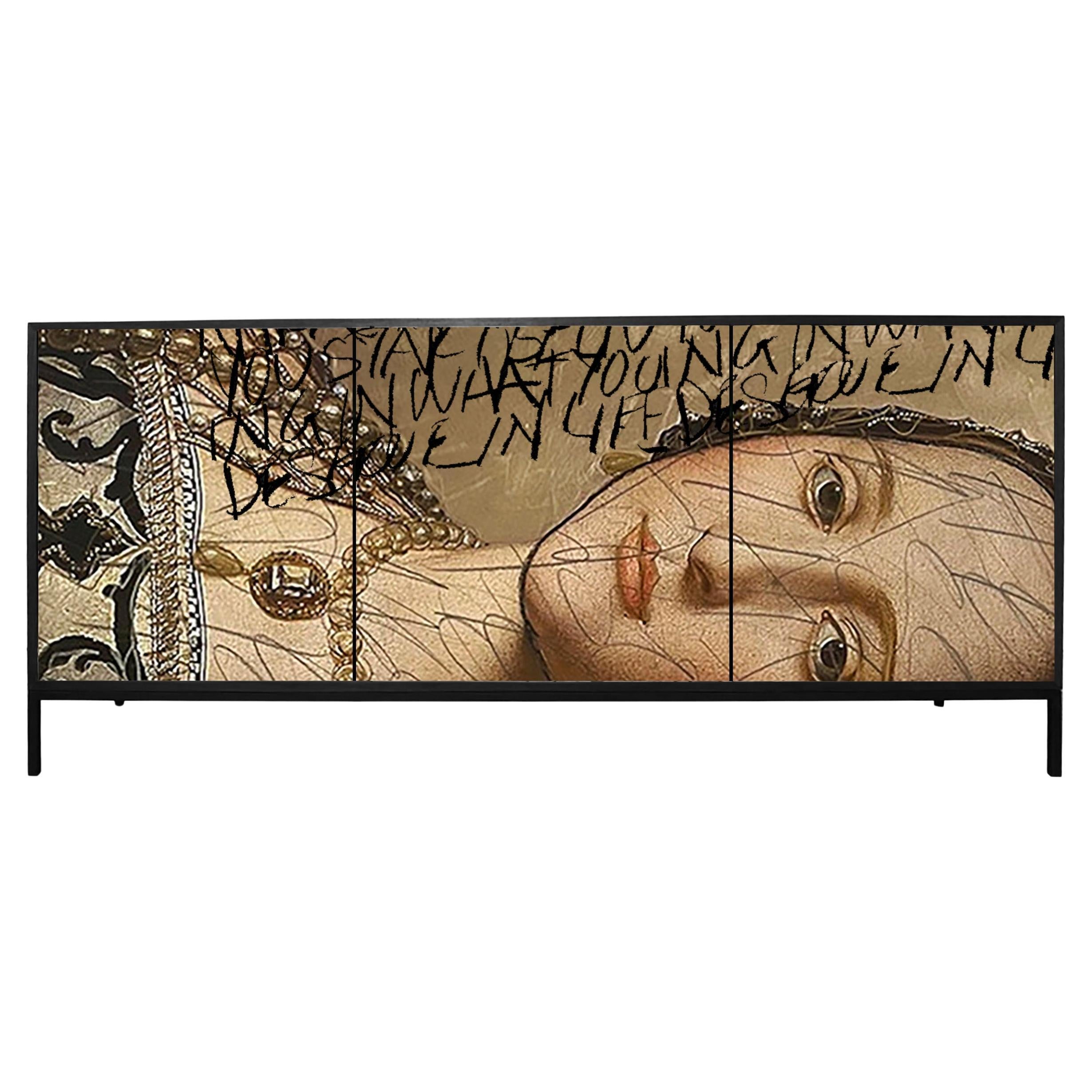 Gold Side Eye by Morgan Clayhall – Mixed Media Art Cabinet, Customizable