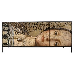 Gold Side Eye by Morgan Clayhall – Mixed Media Art Cabinet, Customizable