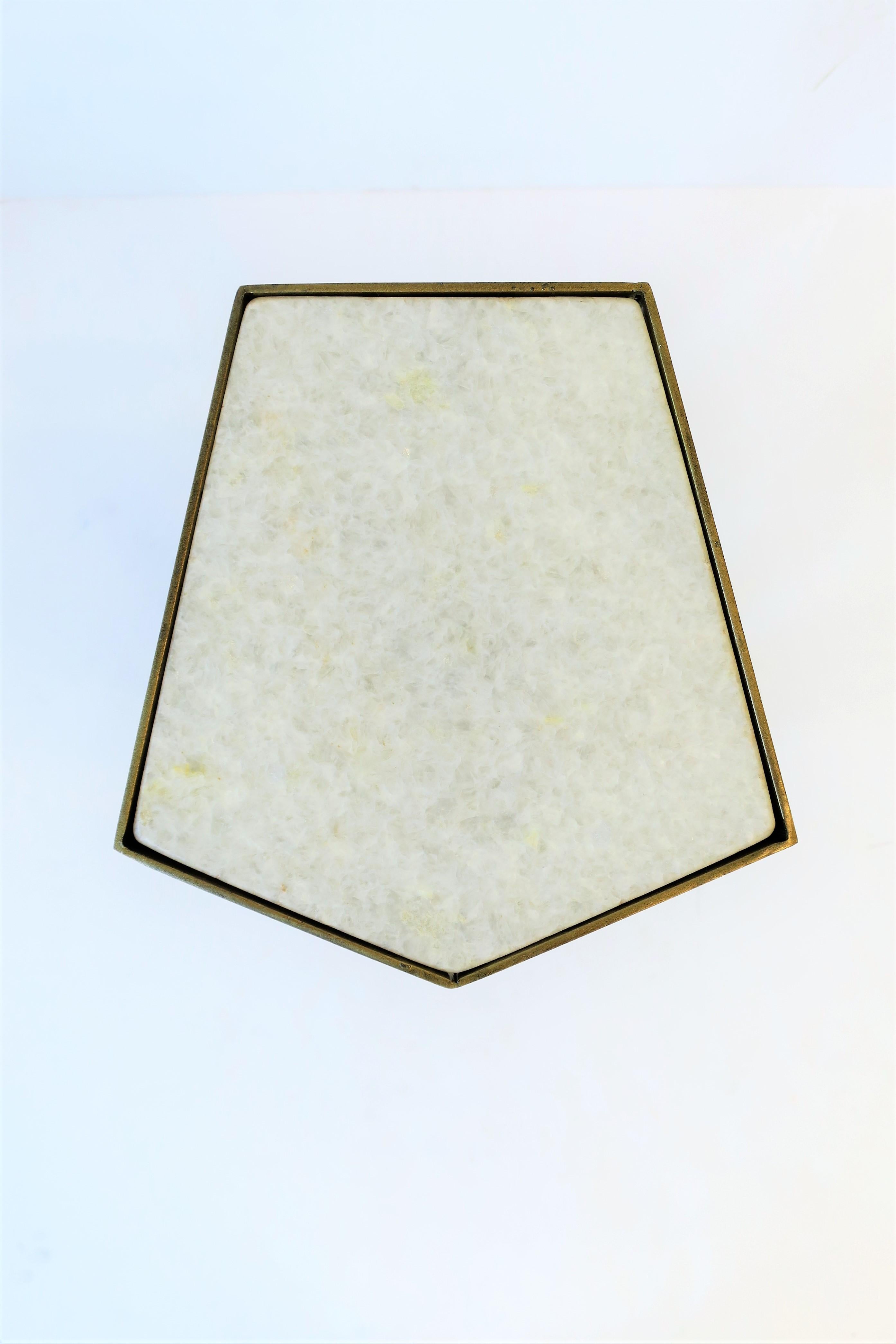 Side or Drinks Table with Matte Gold Base and White Marble Top 9