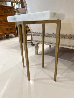 Gold Side Table with White Marble Top