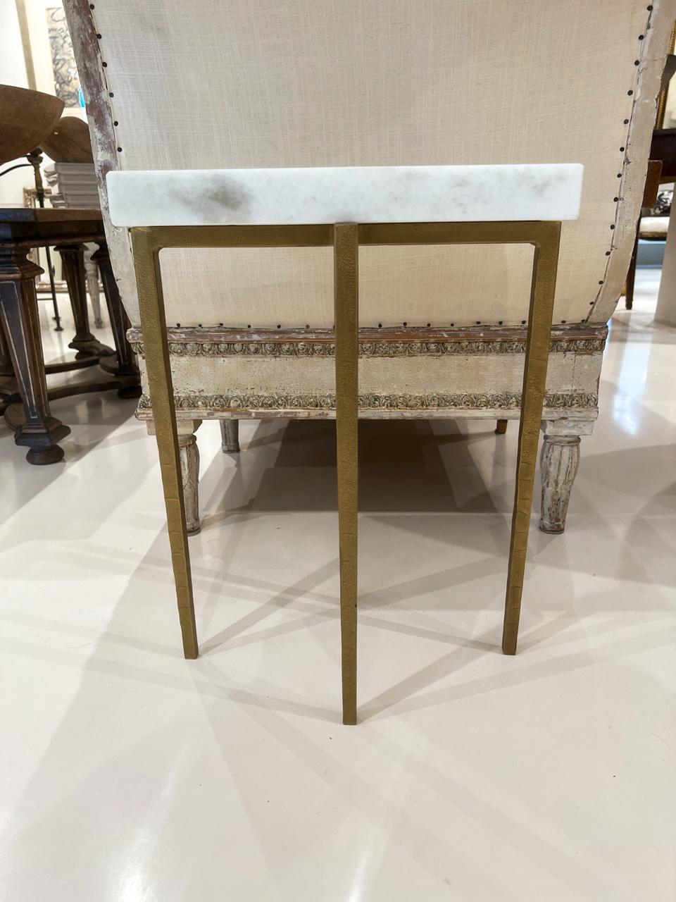 20th Century Gold Side Table with White Marble Top