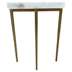 Gold Side Table with White Marble Top