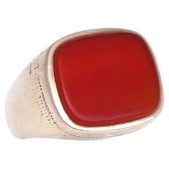 Gold Signet Cornelian Gentlemen Ring 9K Gold Uncarved, 1900