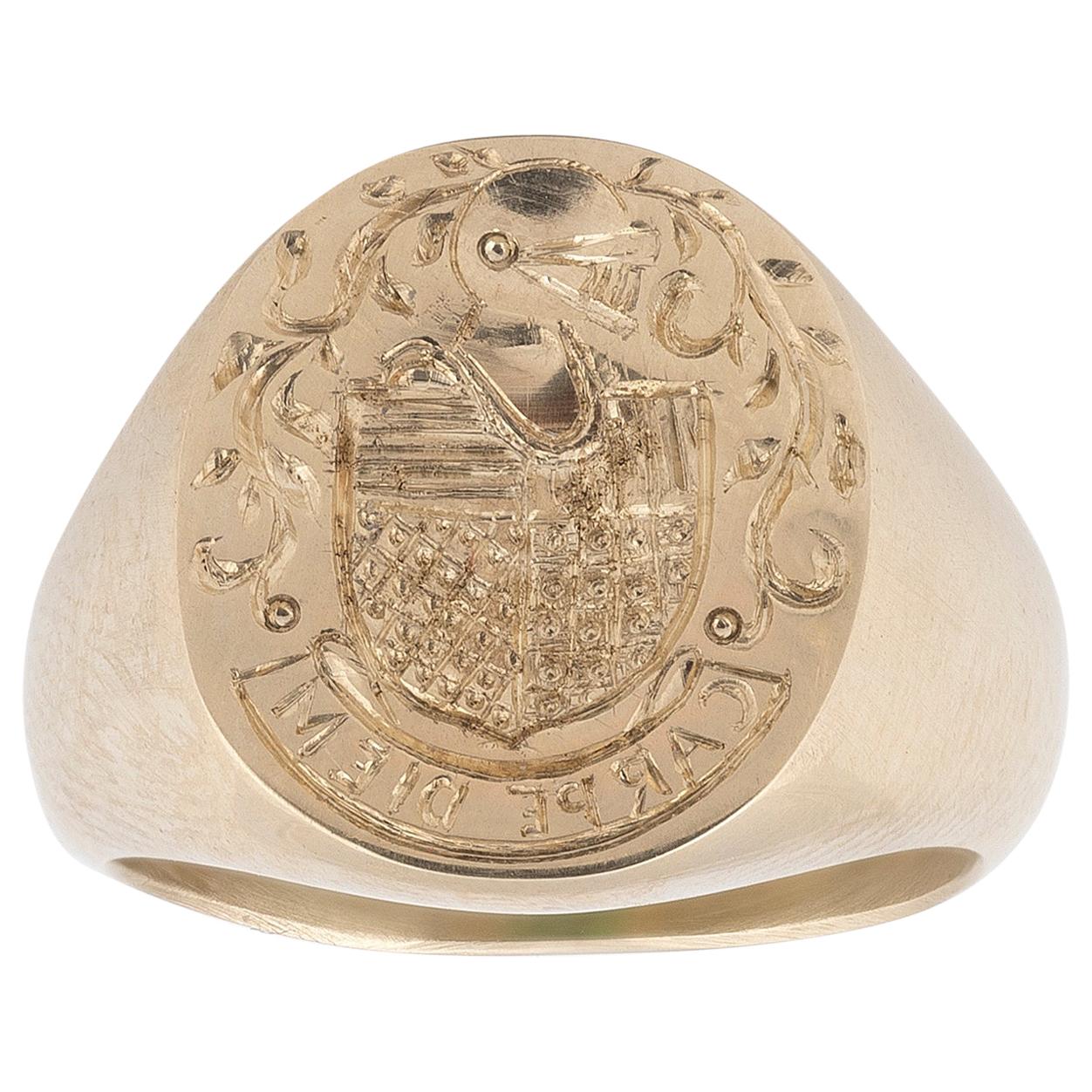 Gold Signet Family Crest Ring
