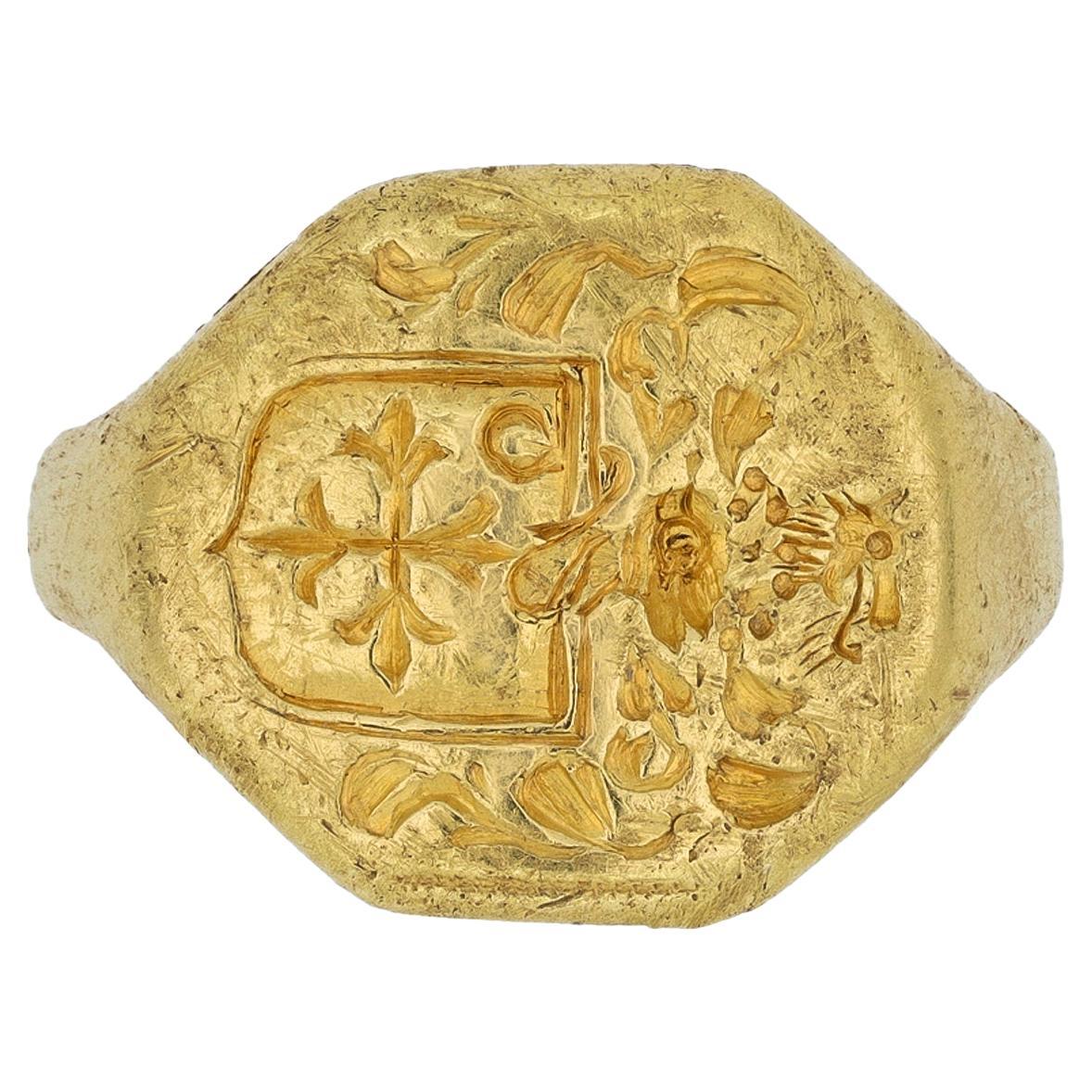 Gold signet ring attributed to the Ward family, English, circa 17th century
