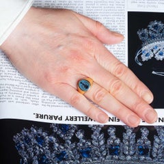 Gold Signet Ring with Hand-Carved Agate Heraldic Crest