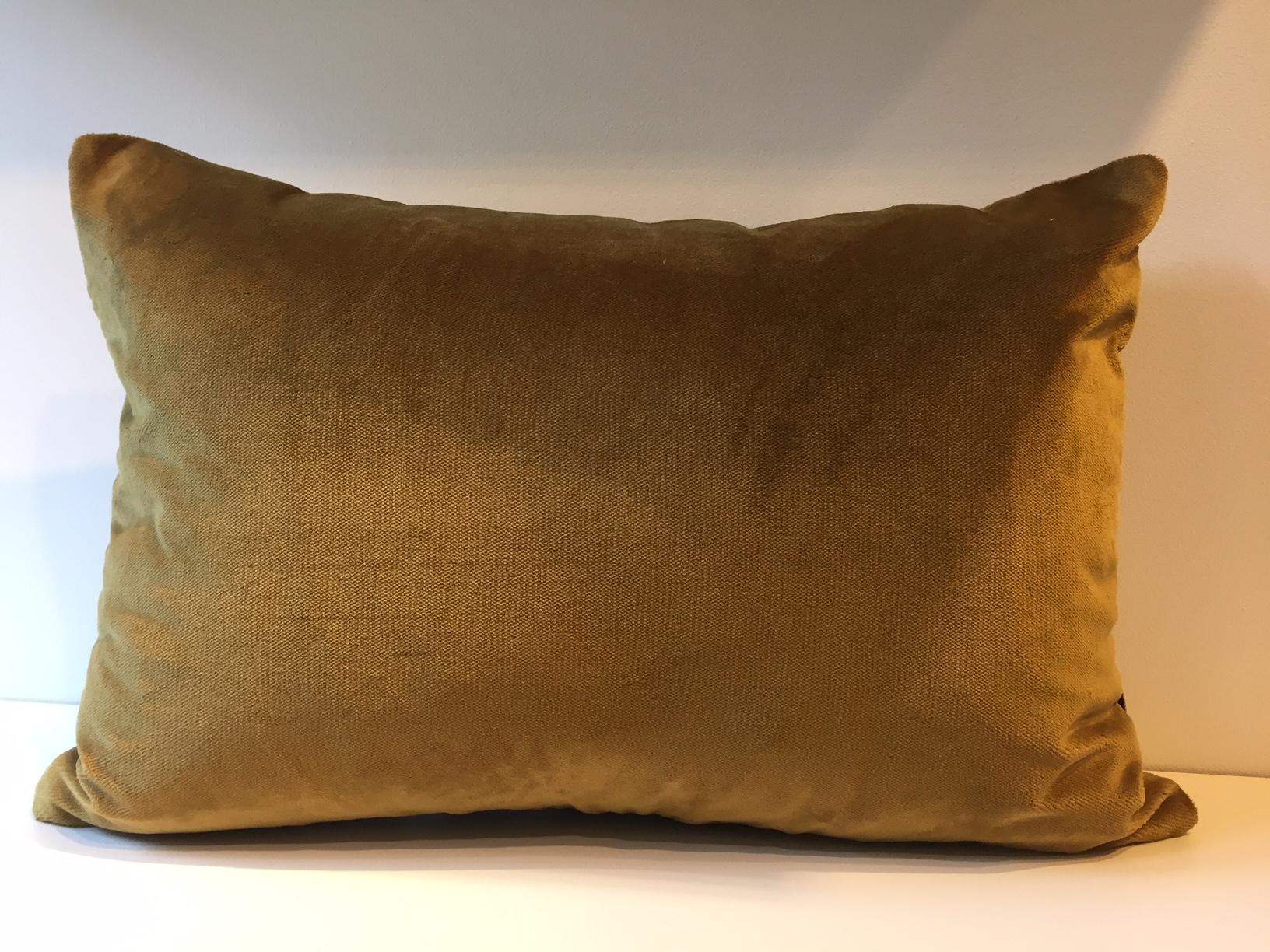 Contemporary Gold Silk Cushions Pleated Opal Pattern Embossed Rectangular