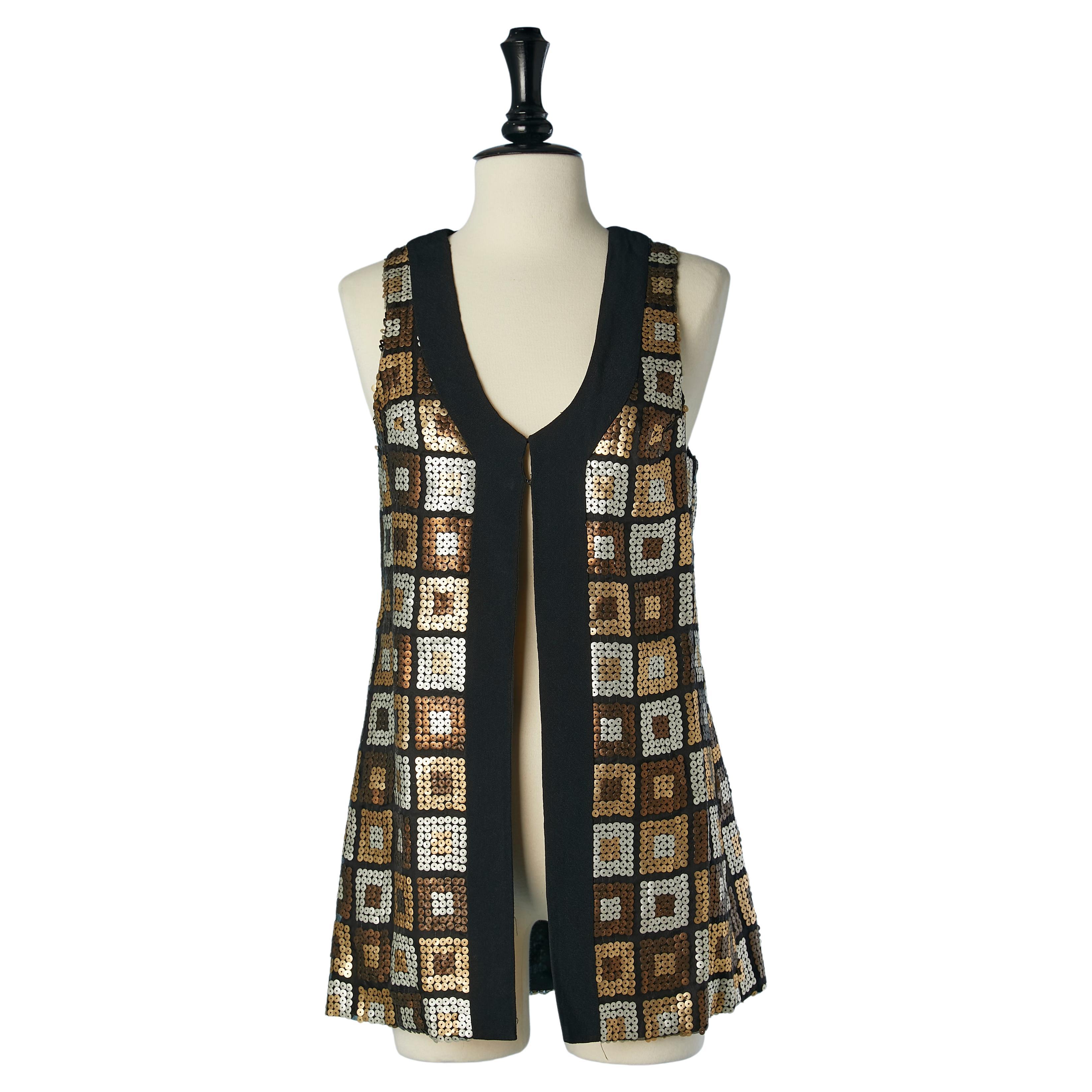 Gold, silver and copper sequins sleeveless vest Circa 1970's  For Sale