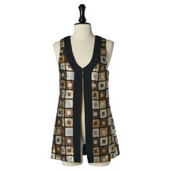 Vintage Gold, silver and copper sequins sleeveless vest Circa 1970's 