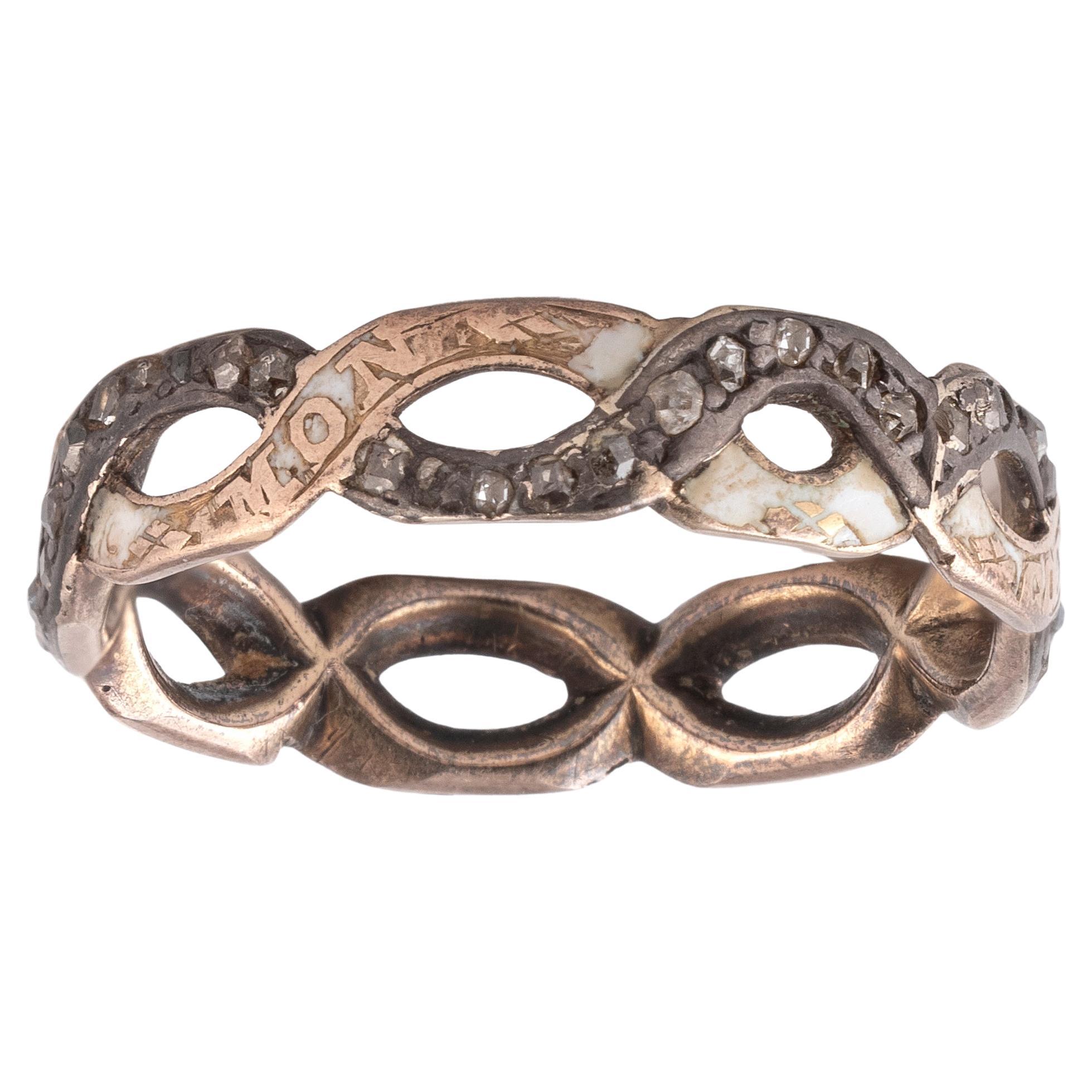 Anillo de compromiso georgiano de oro, plata y diamantes Corte rosa en venta