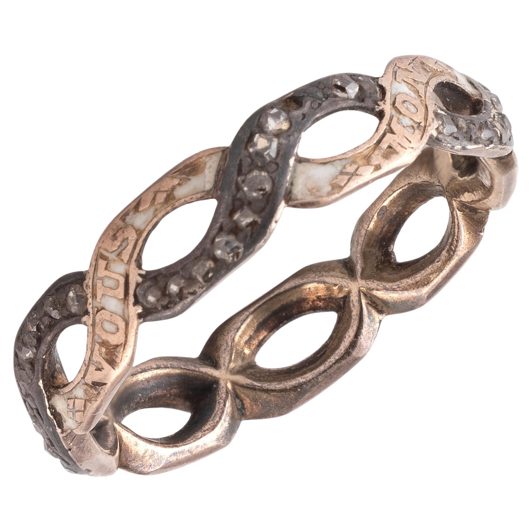 Anillo de compromiso georgiano de oro, plata y diamantes en venta