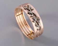 Gold Silver and Pearls French Antique Bracelet