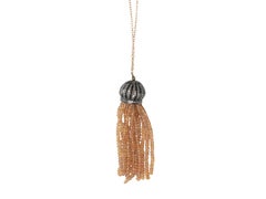 Gold & Silver Bavna Pave Diamond & Citrine Tassel Pendant Necklace