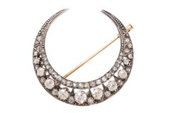 Gold & Silver Brooch with 3.45 Ct. Old Mine & Rose Cut Diamond