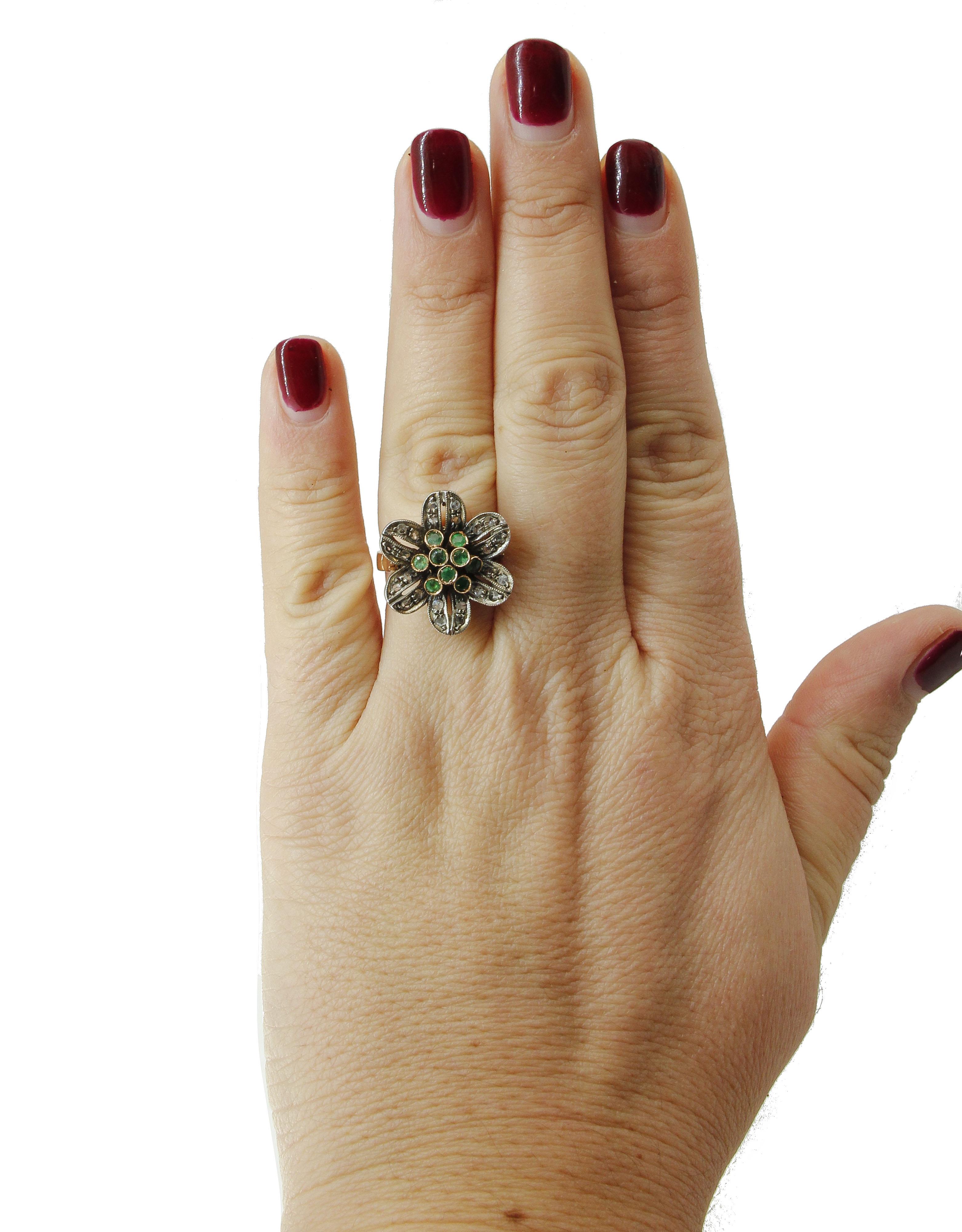  Gold Silver Diamond Emerald Ring 1