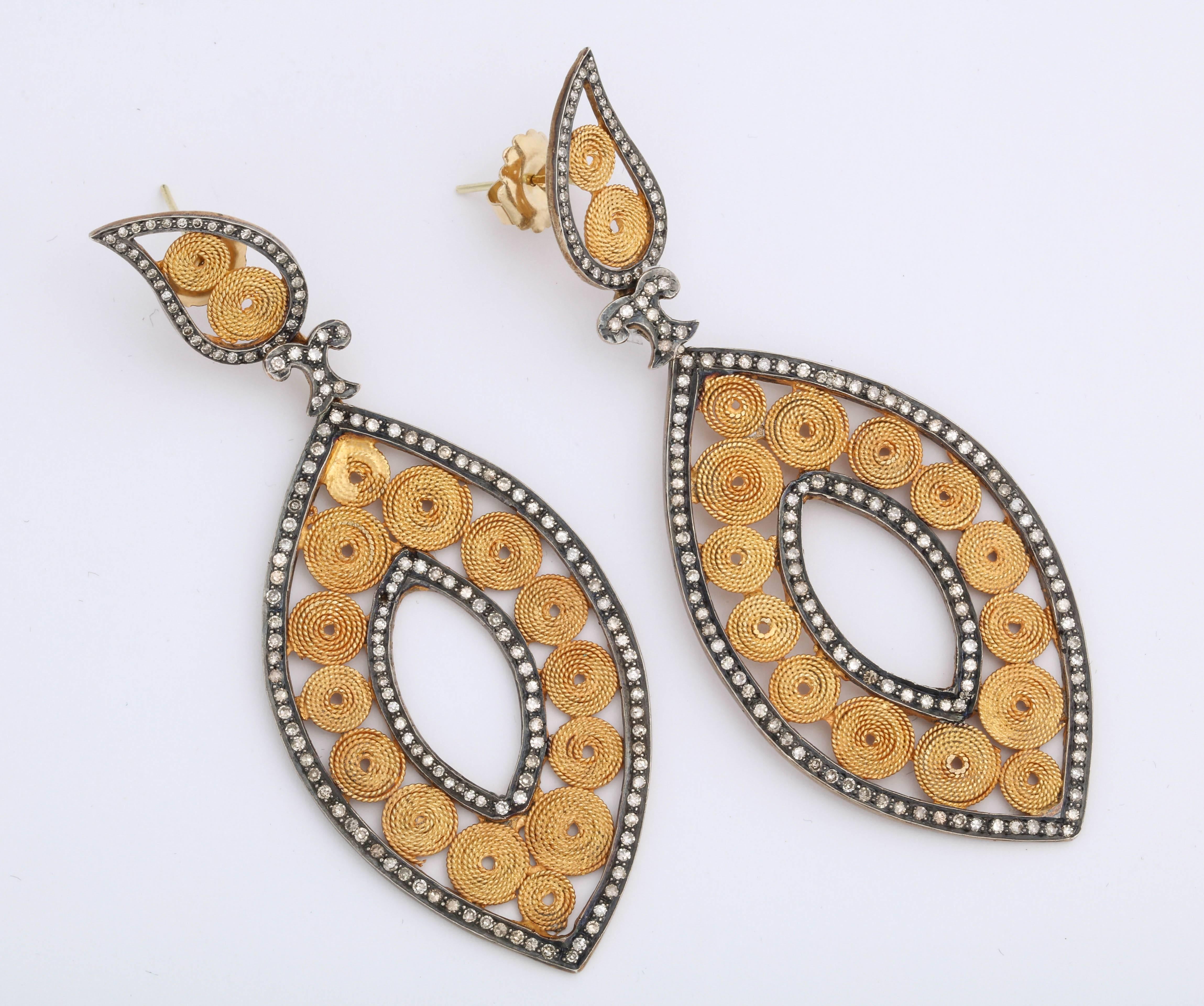 Gold Silver Diamond Masquerade Earrings 3