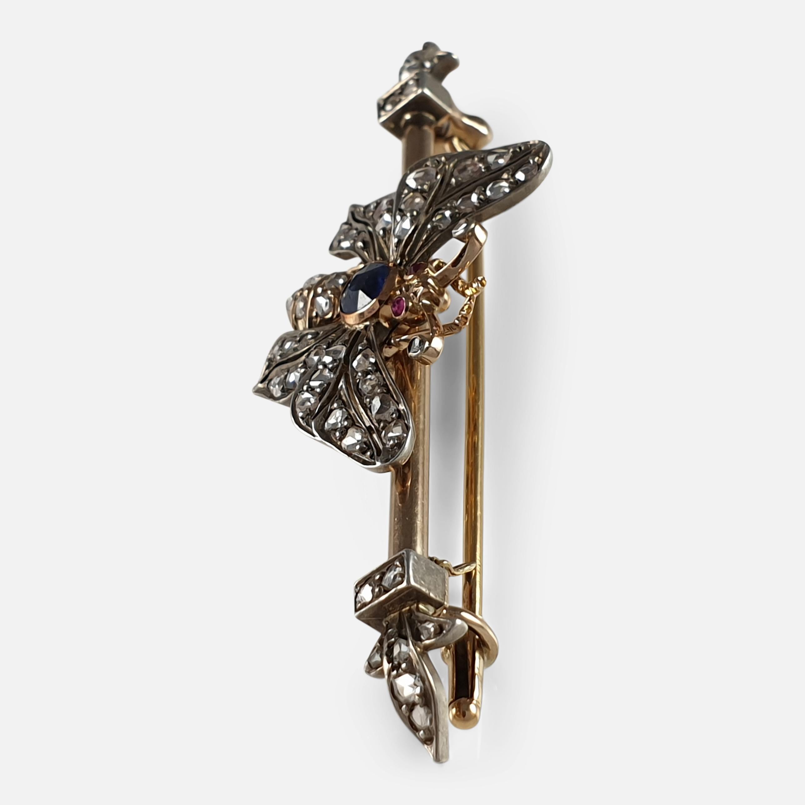 Gold, Silver, Ruby, Sapphire, and Diamond Butterfly Brooch, circa 1895 4
