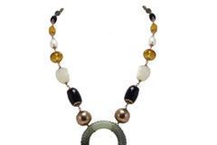 Gold Silver Stone Pearl Necklace