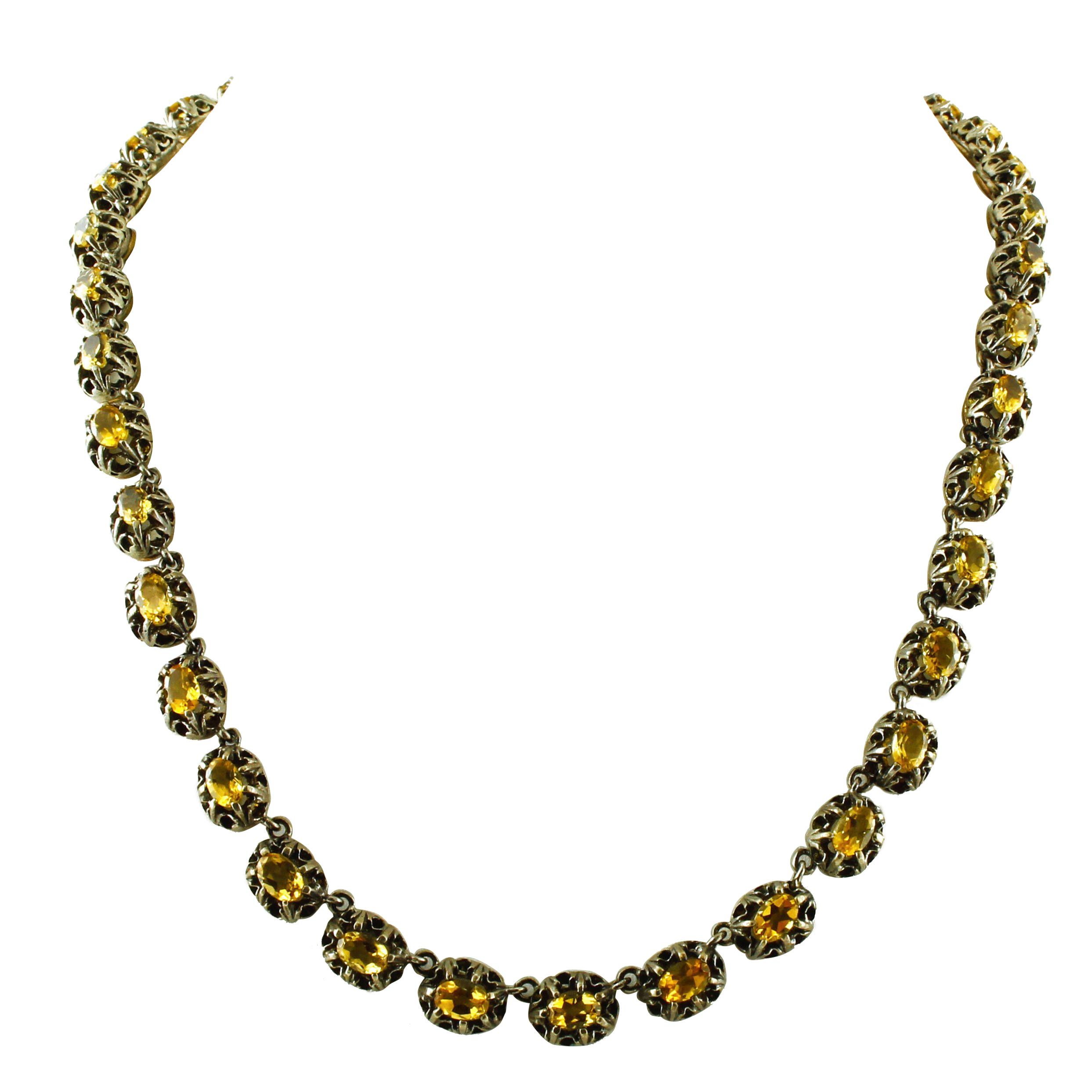  Gold Silver Topaz Necklace