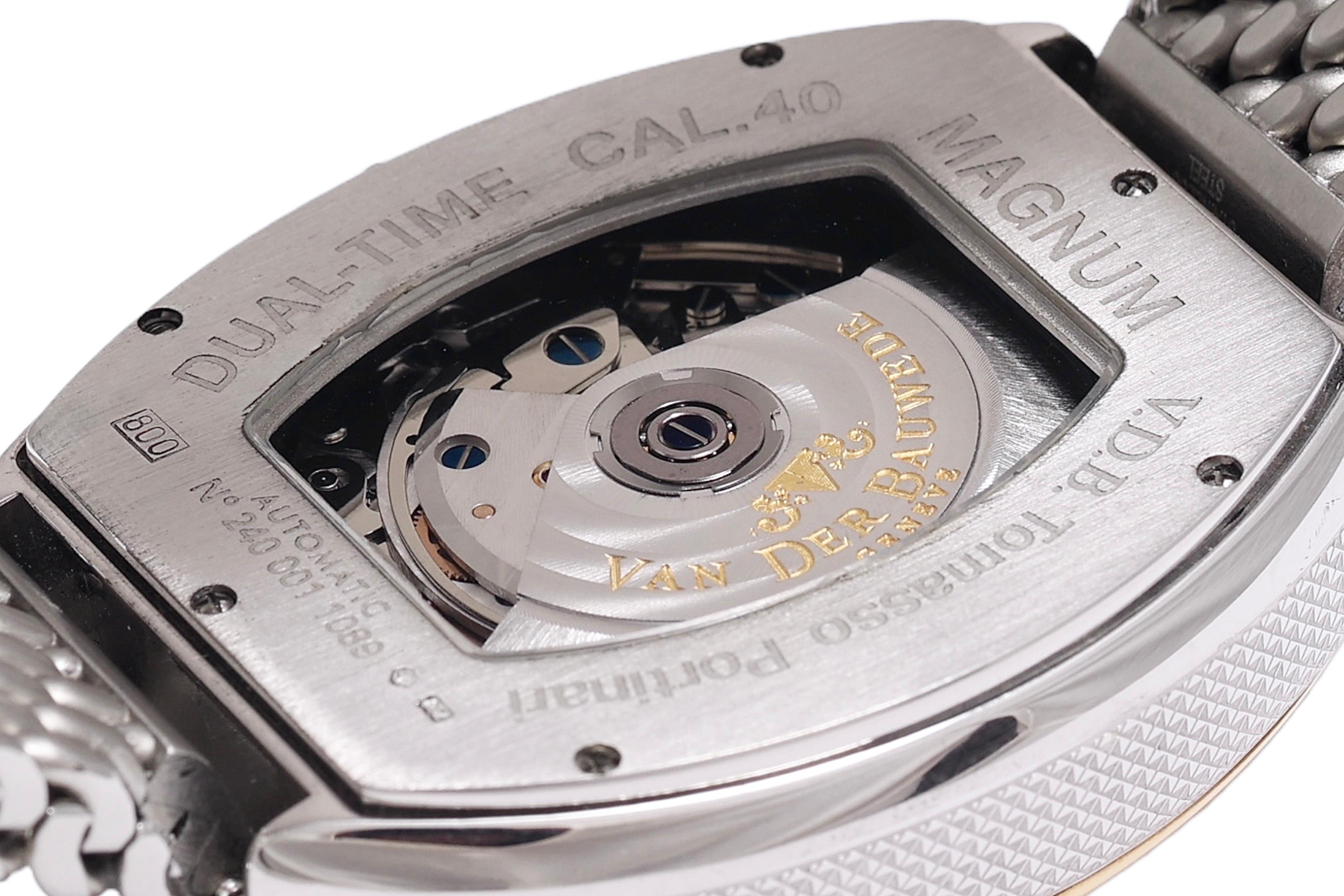 Gold & Silver Van Der Bauwede Dual Time Automatic Chronograph Wrist Watch BNIB For Sale 7