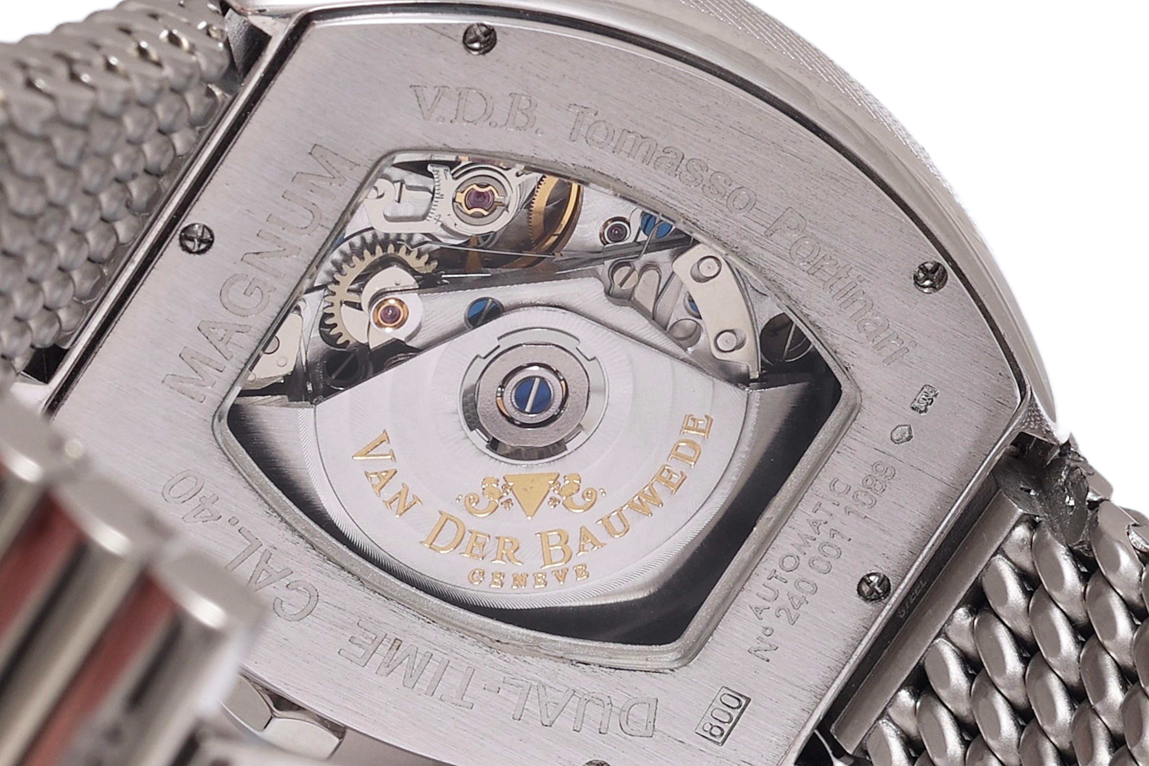 Gold & Silver Van Der Bauwede Dual Time Automatic Chronograph Wrist Watch BNIB For Sale 8