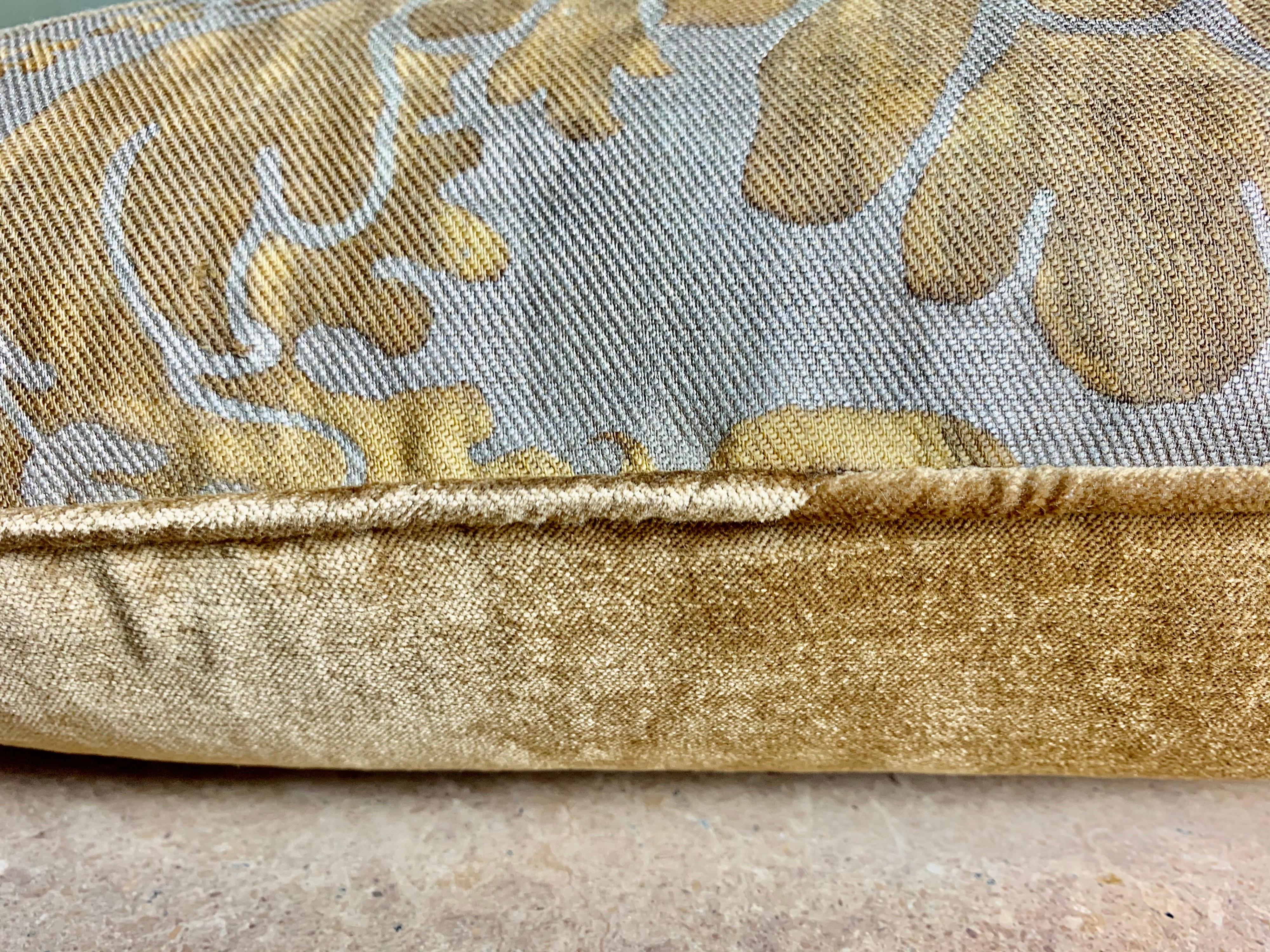 Gold and Silvery Gray Fortuny Pillows In Excellent Condition In Los Angeles, CA