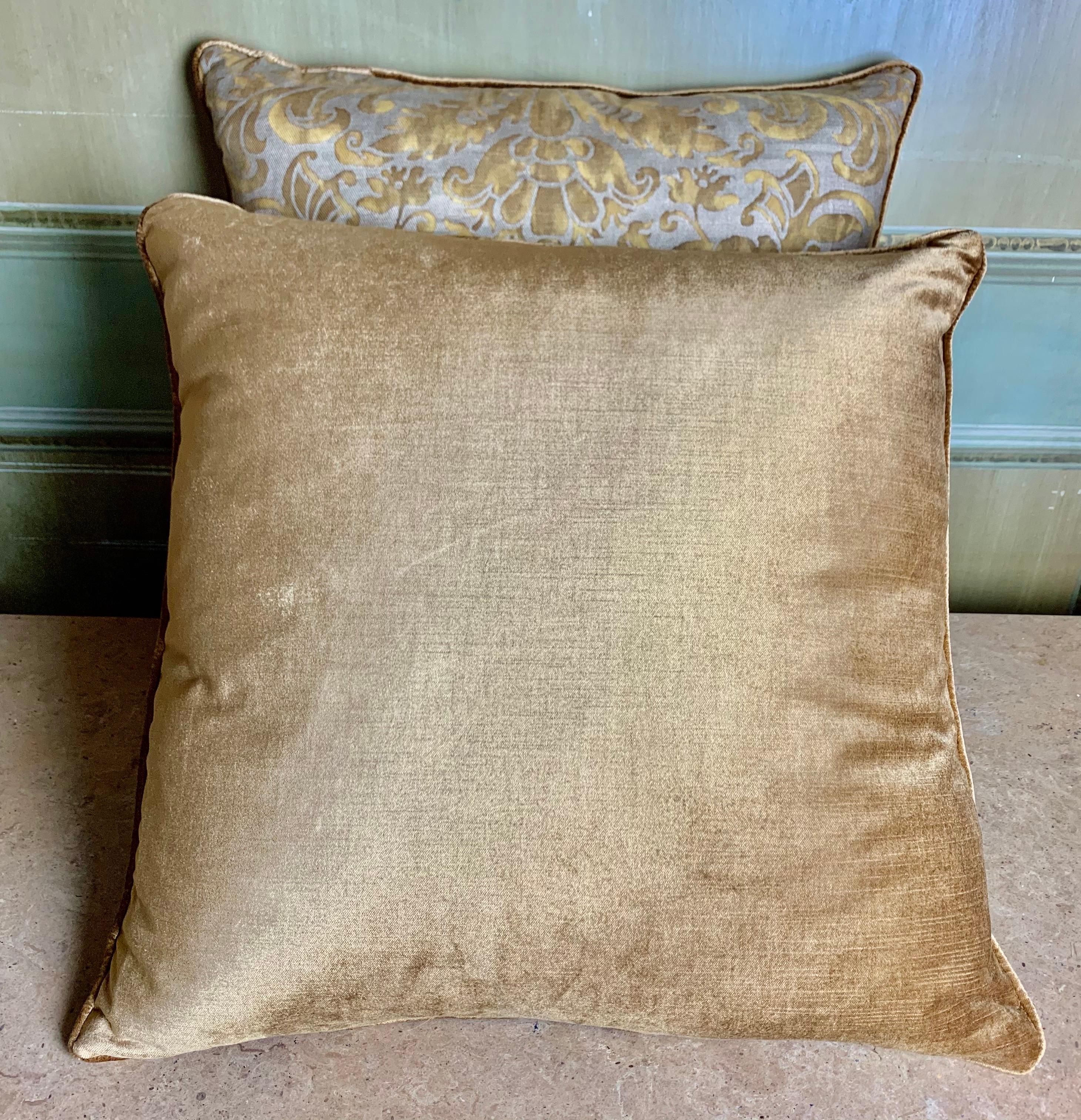 20th Century Gold and Silvery Gray Fortuny Pillows