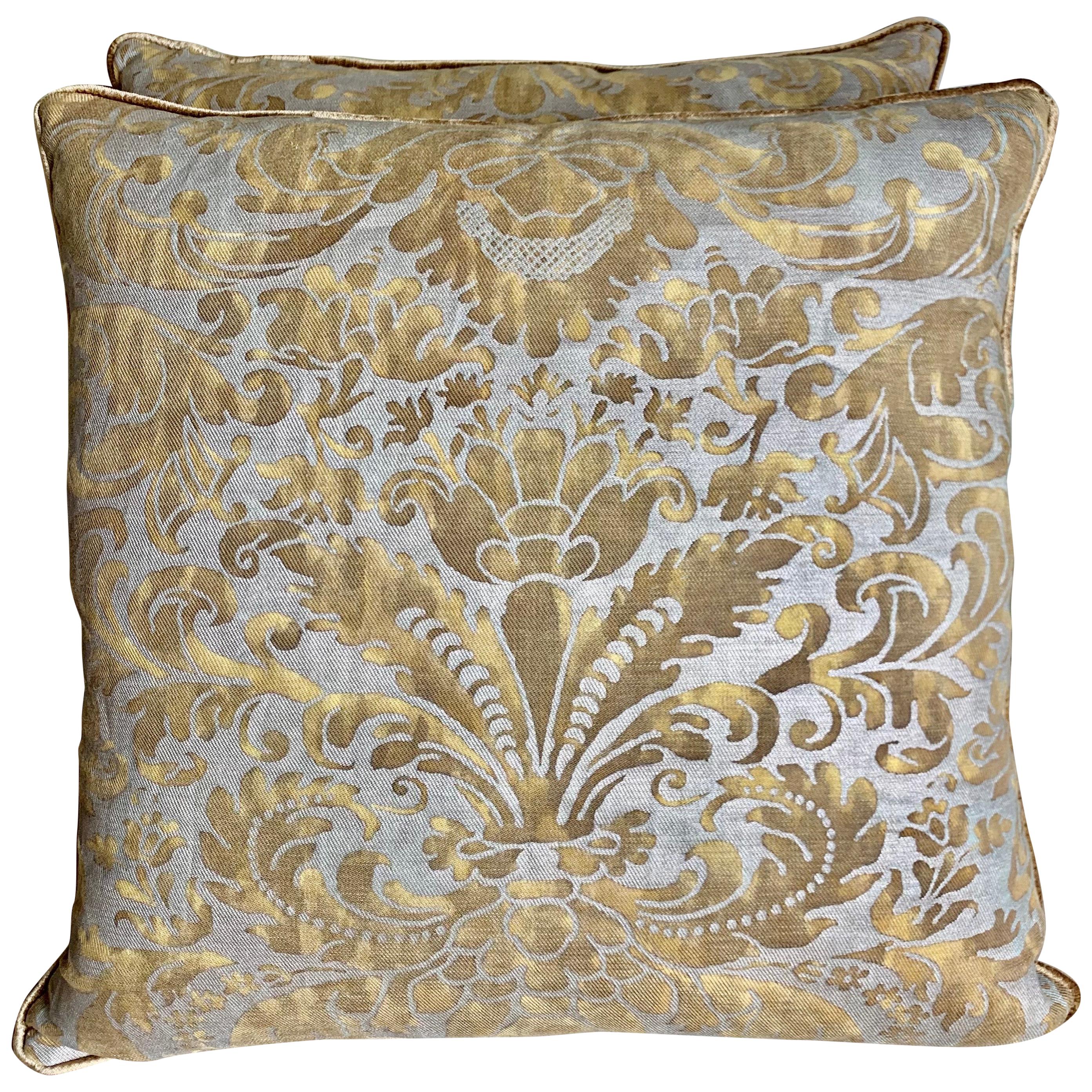 Gold and Silvery Gray Fortuny Pillows