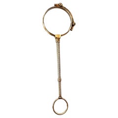 Used Gold Single Monocle Magnifyer Opening into a Lorgnette