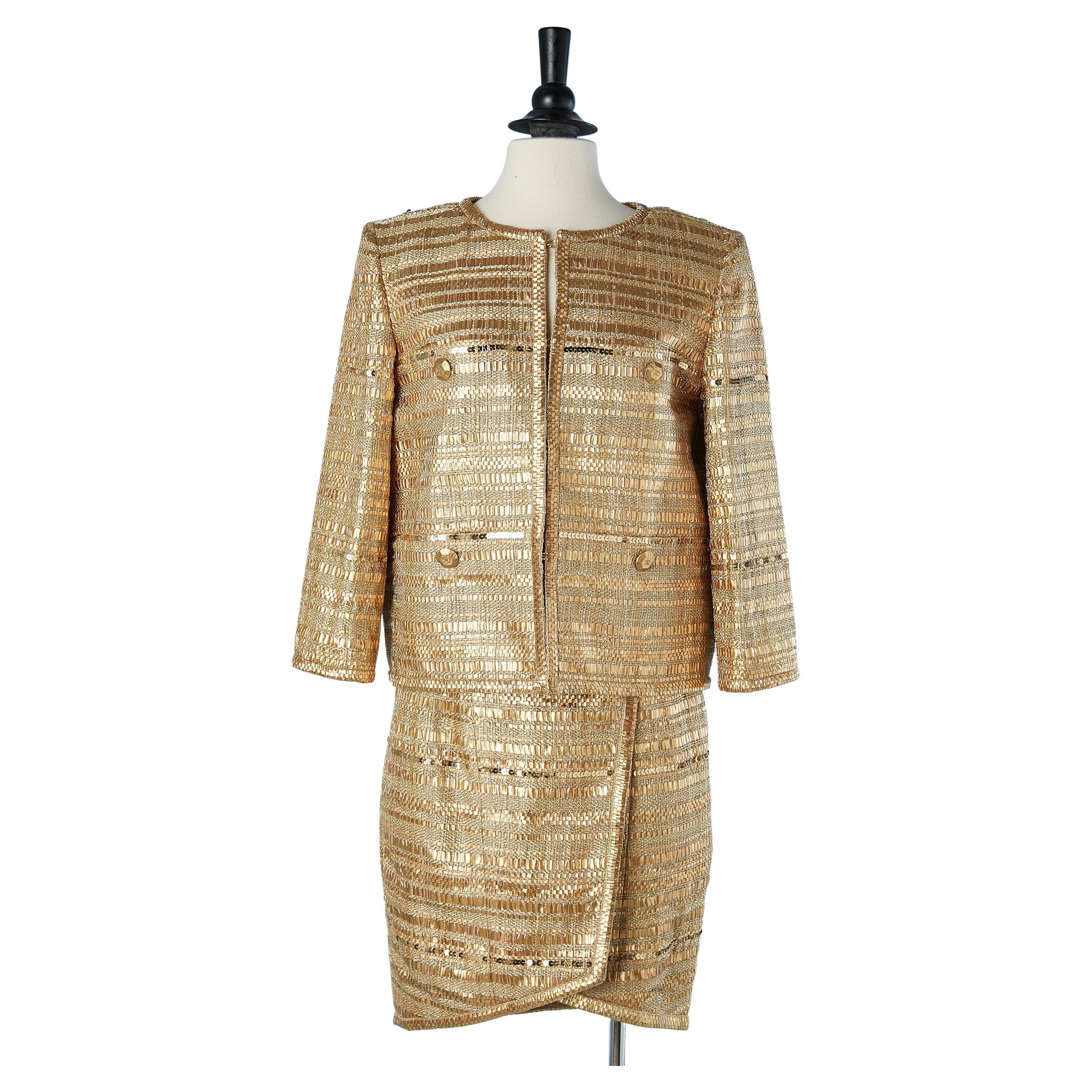 Gold skirt - suit "Egyptomania" Chanel Métiers d'Art ( Lesage embroidery) 2018 For Sale