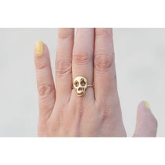 Gold Skull Ring, Halloween Gift, Skeleton Ring, Gold Skull Band, 18k Gold Ring