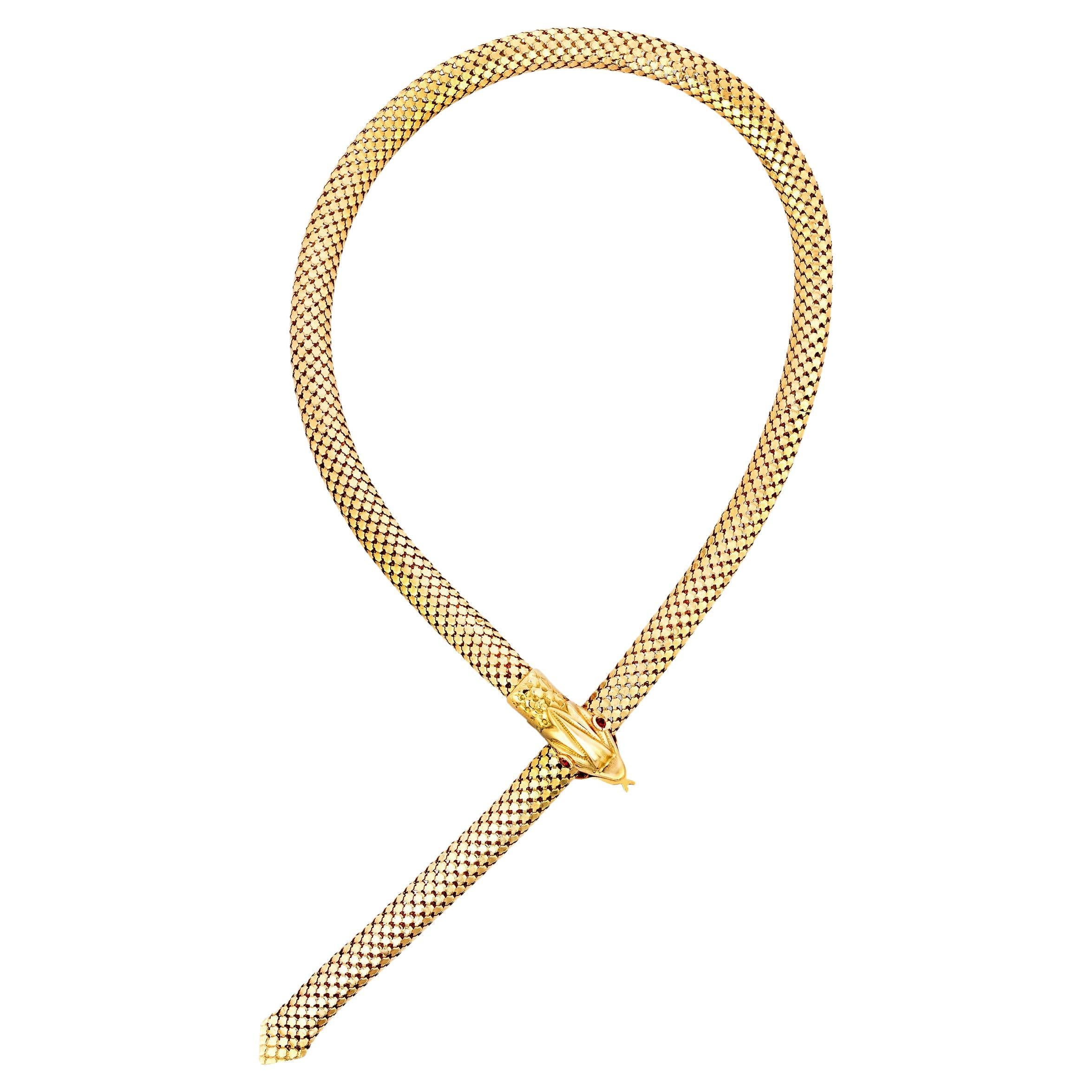 Collier serpent d'or en vente