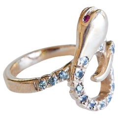 Anillo de serpiente de oro Anillo de cóctel Zafiro Rubí Joyas de animales J Dauphin