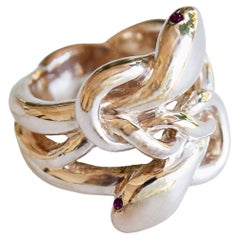 Gold Snake Ring Ruby Victorian Style