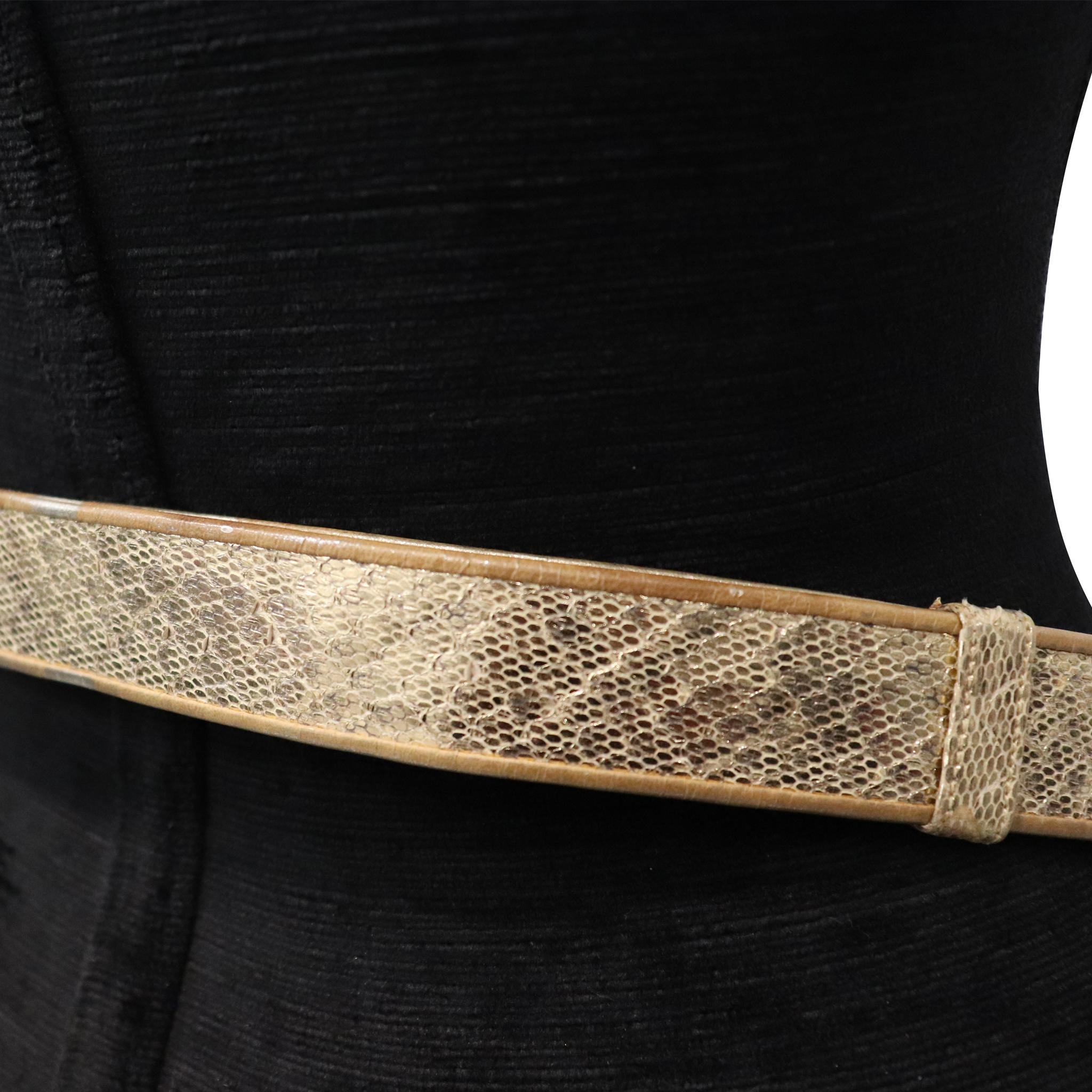 Brown Gold Snake Skin Adjustable Belt W/ Jewels & Stones