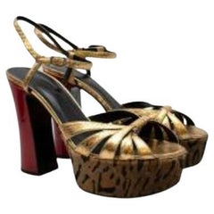 gold snakeskin & leopard print ponyskin Candy platform heeled sandals