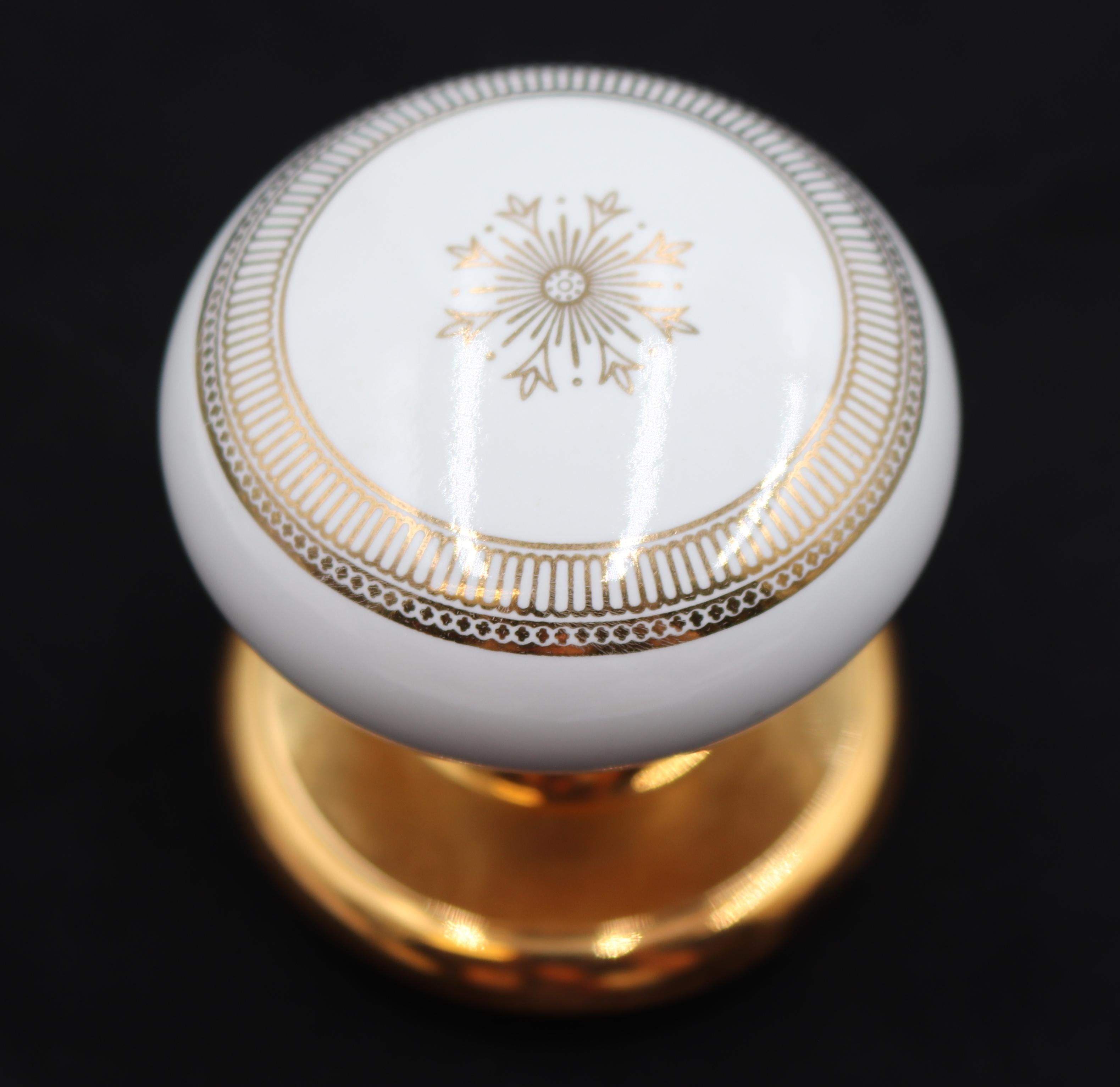 Gold Snowflake Porzellan & Messing Passage Türknauf Set im Angebot 3