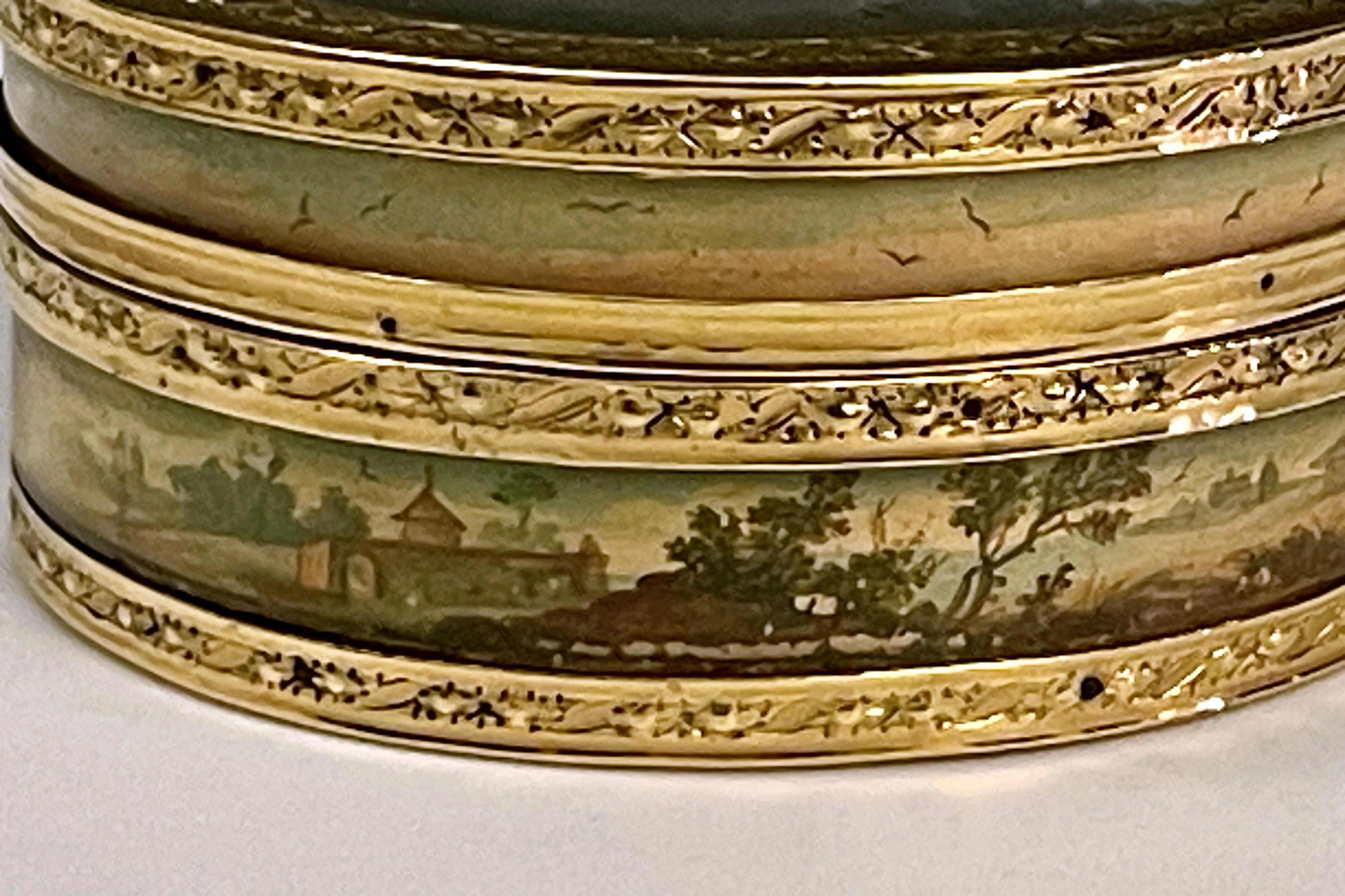 Gold snuffbox, guache, tortoiseshell, France 1784. For Sale 5