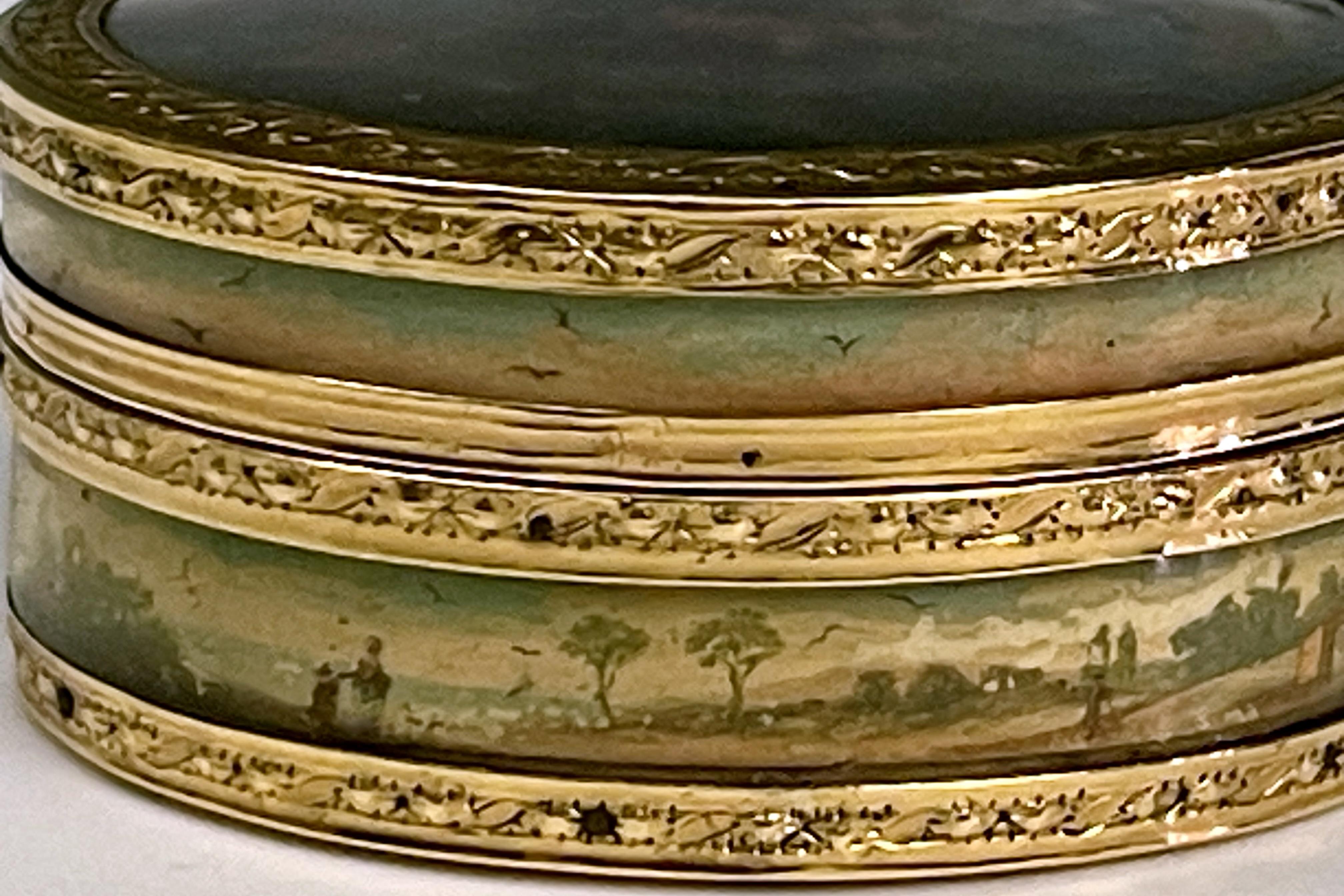 Gold snuffbox, guache, tortoiseshell, France 1784. For Sale 6