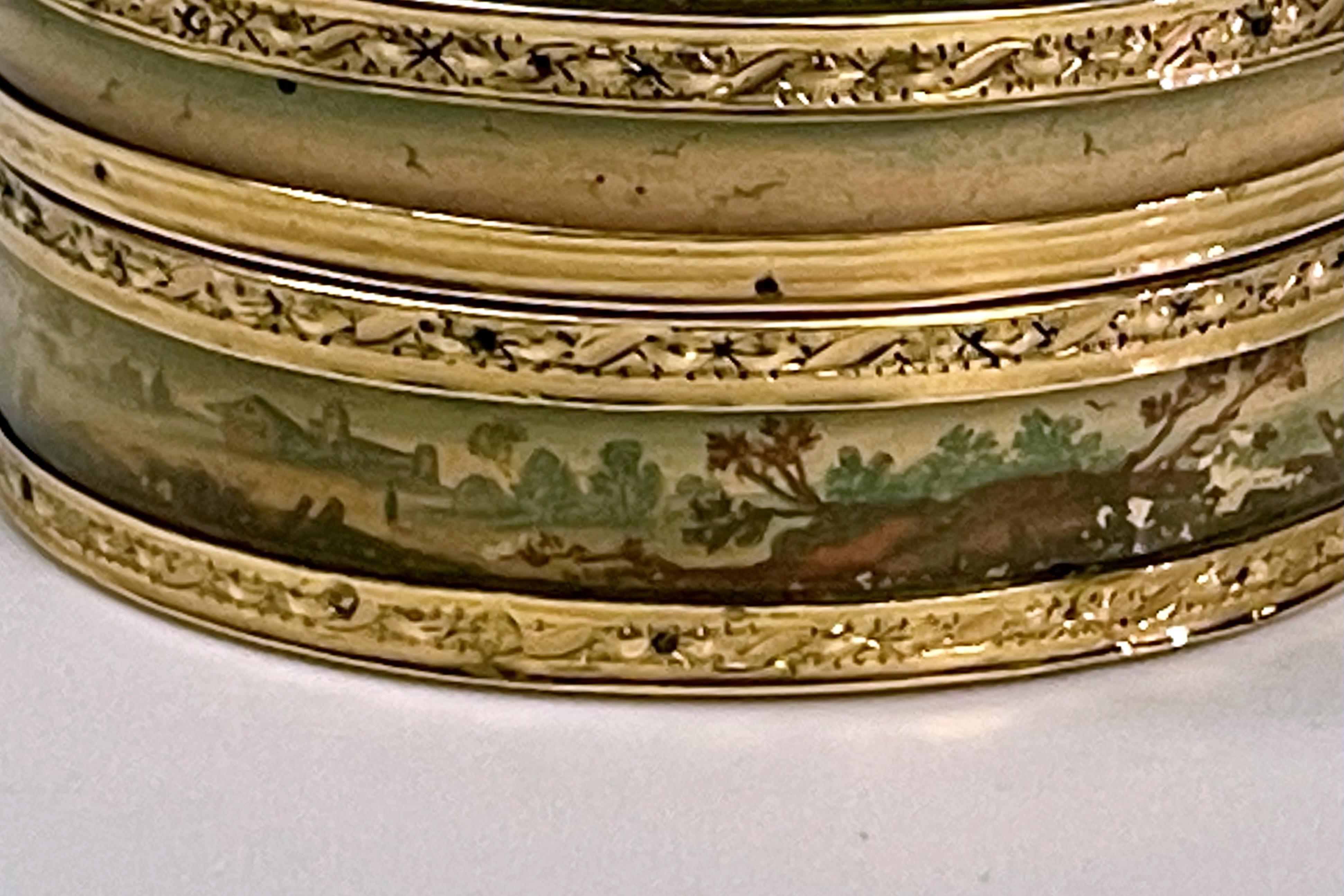 Gold snuffbox, guache, tortoiseshell, France 1784. For Sale 4